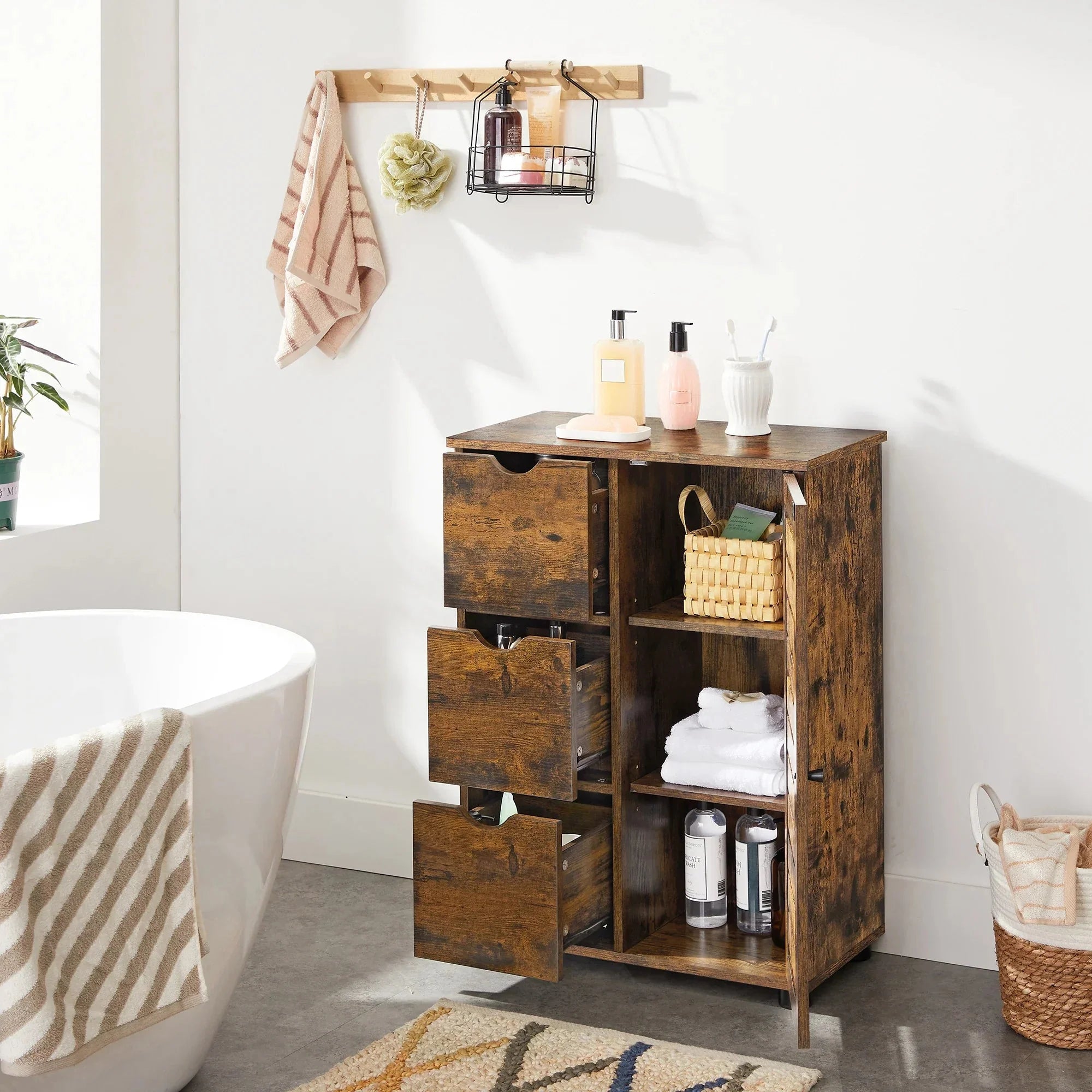 Meuble de salle de bain avec tiroirs et étagères ElleVitals