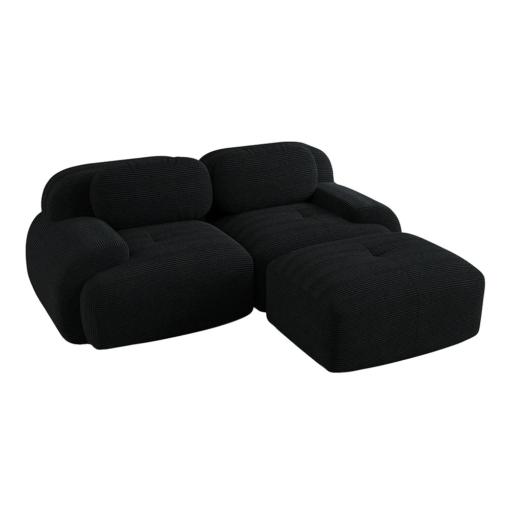 Canapé d’angle modulable en tissu côtelé
