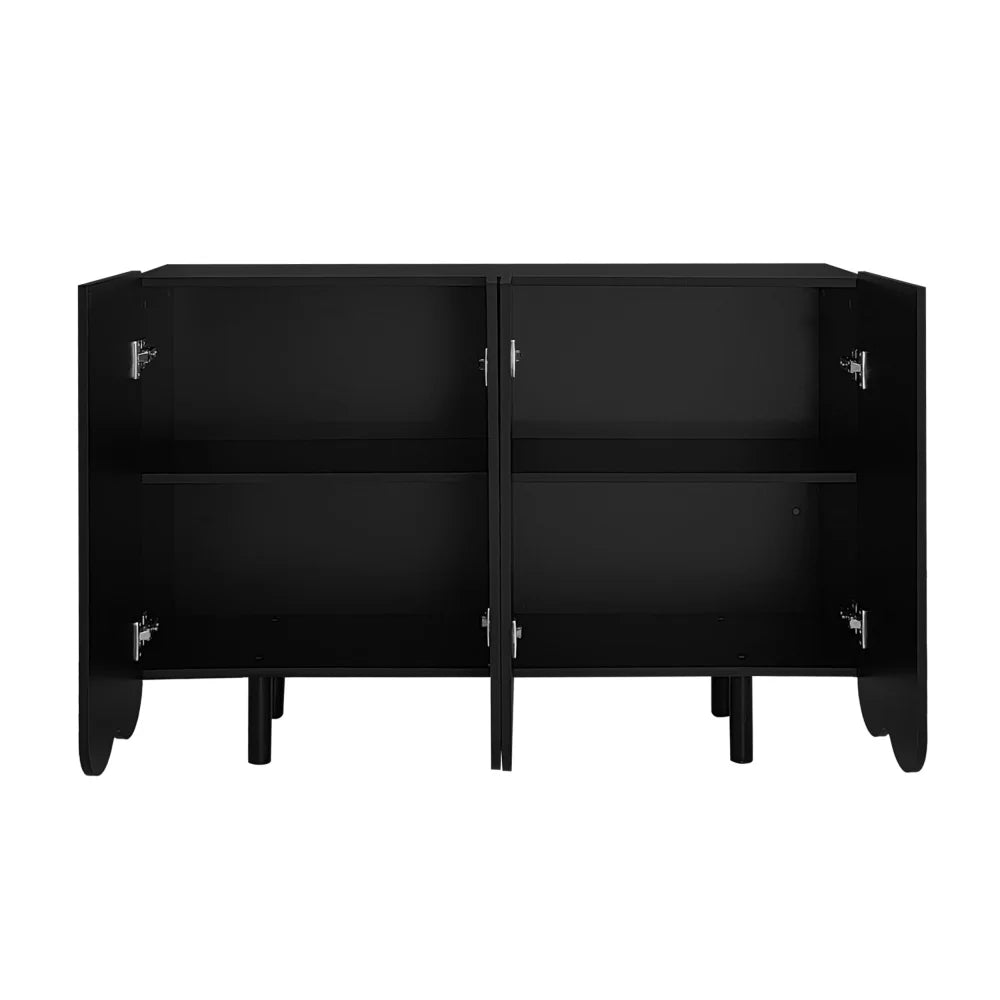 Buffet moderne à portes sculptées et rangements fermés