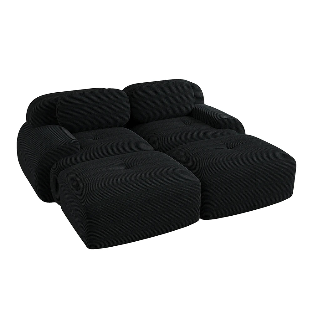 Canapé d’angle modulable en tissu côtelé