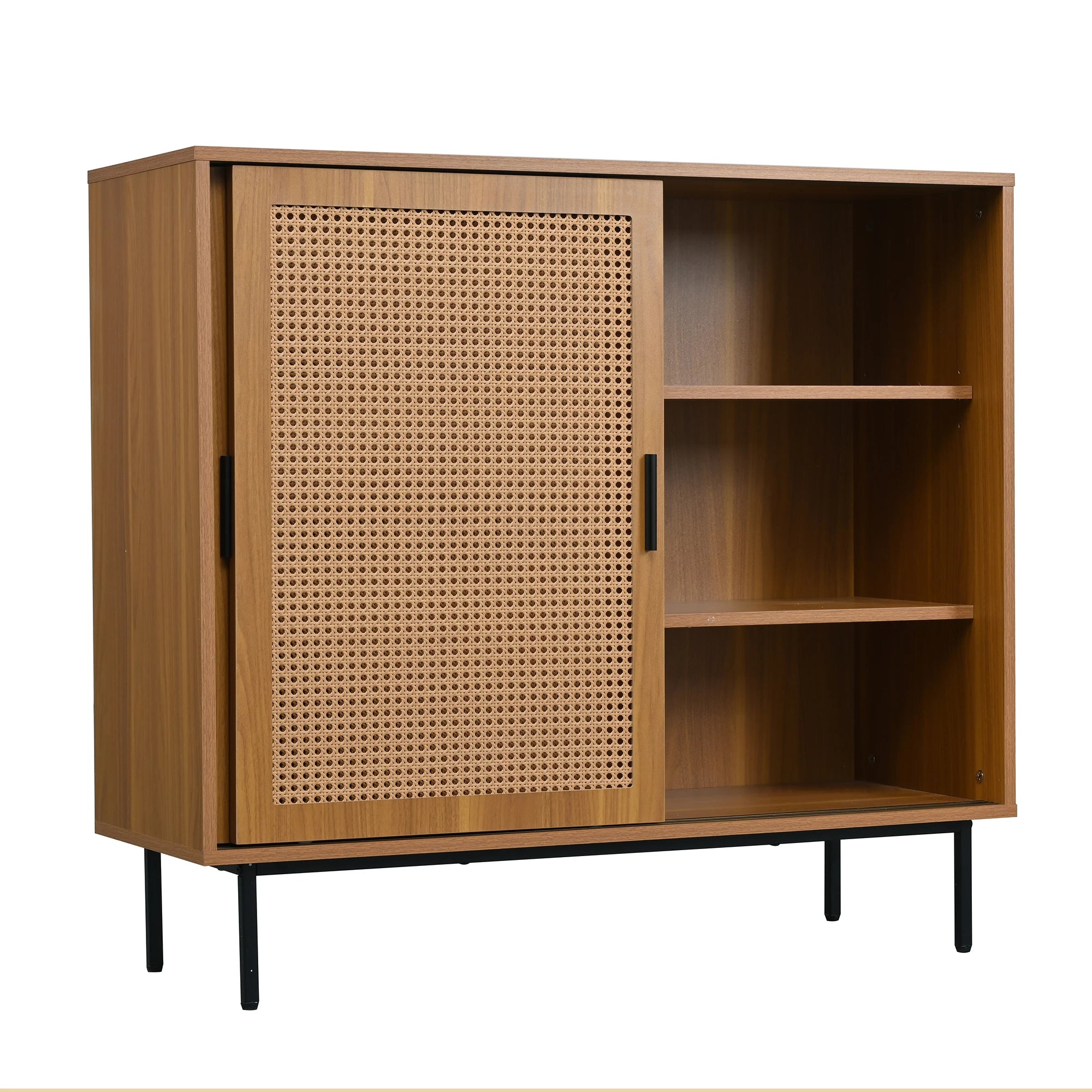 Buffet en bois avec portes coulissantes en cannage