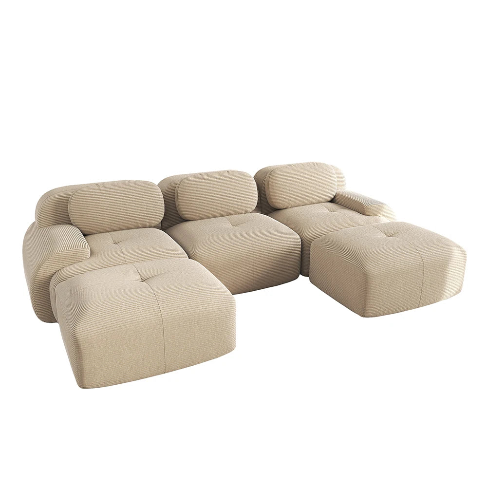 Canapé en U modulable en tissu côtelé