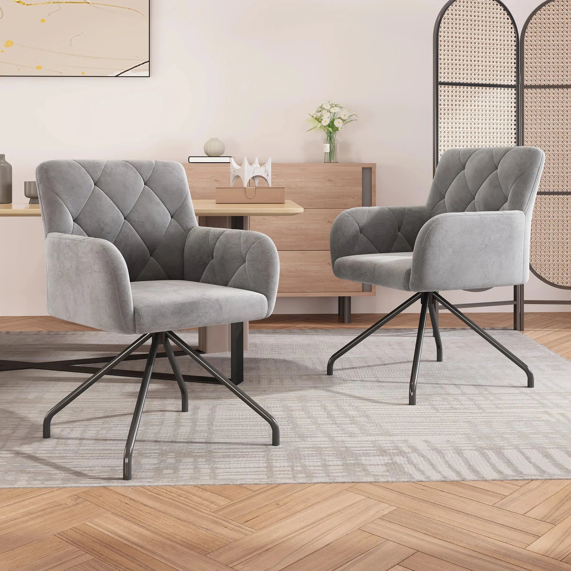 Lot de chaises en velours matelassé ElleVitals