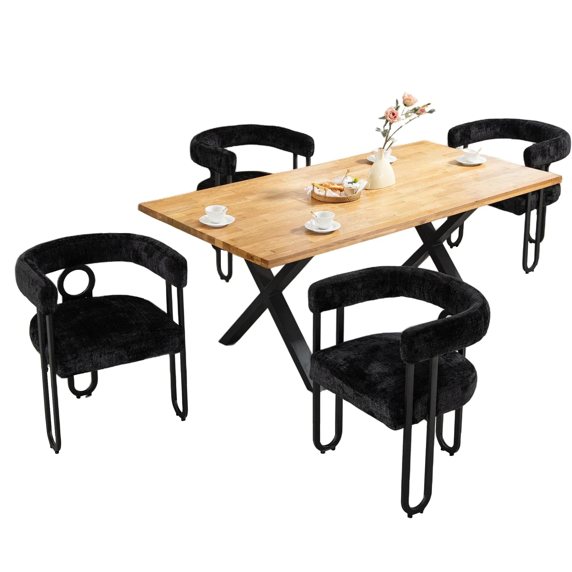 Lot de chaises en tissu chenille ElleVitals