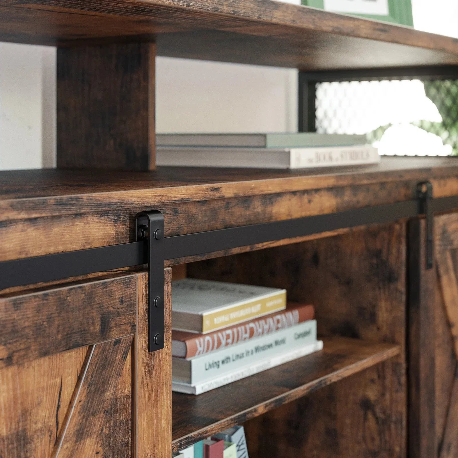 Meuble TV en bois avec portes coulissantes ElleVitals