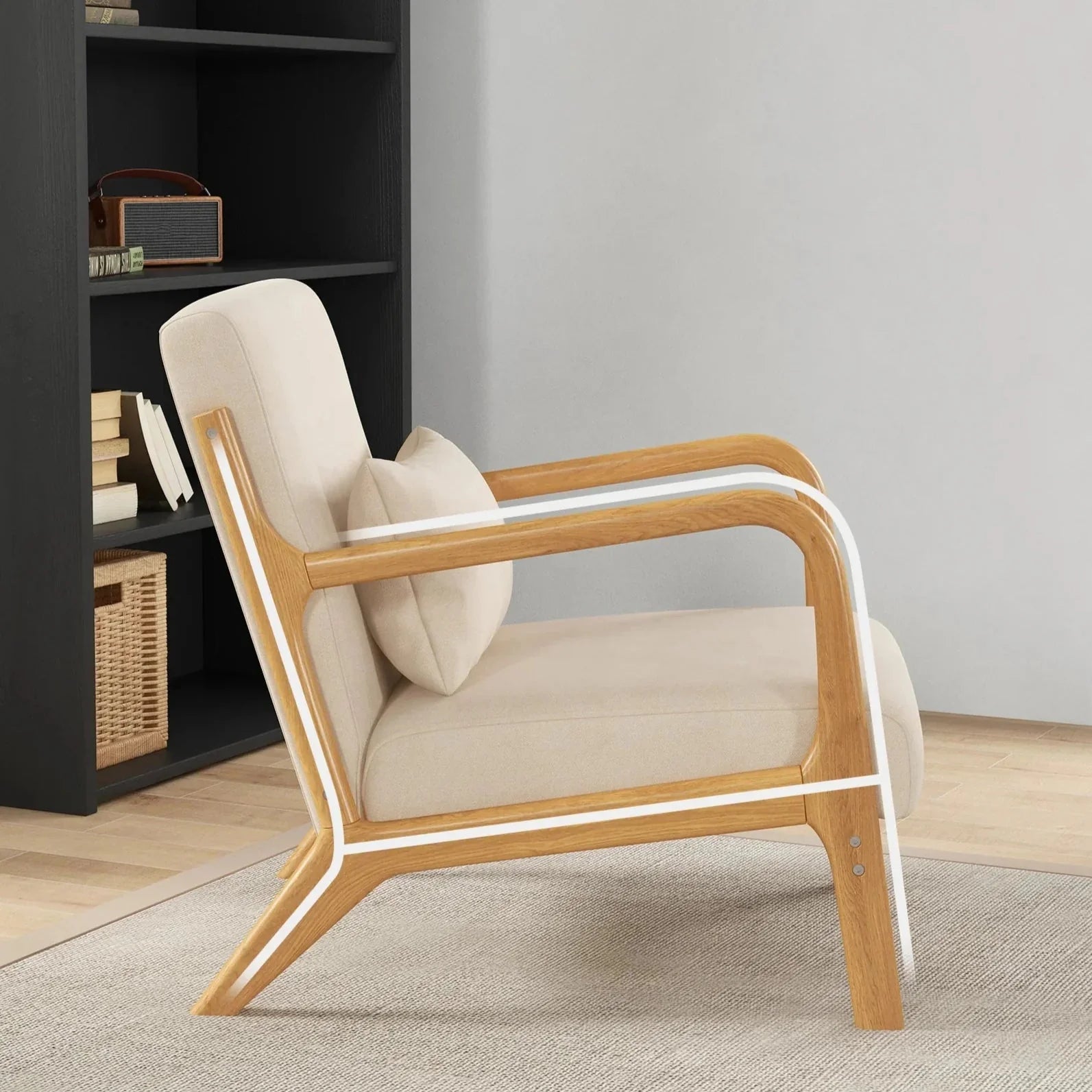 Fauteuil lounge beige avec coussins ElleVitals