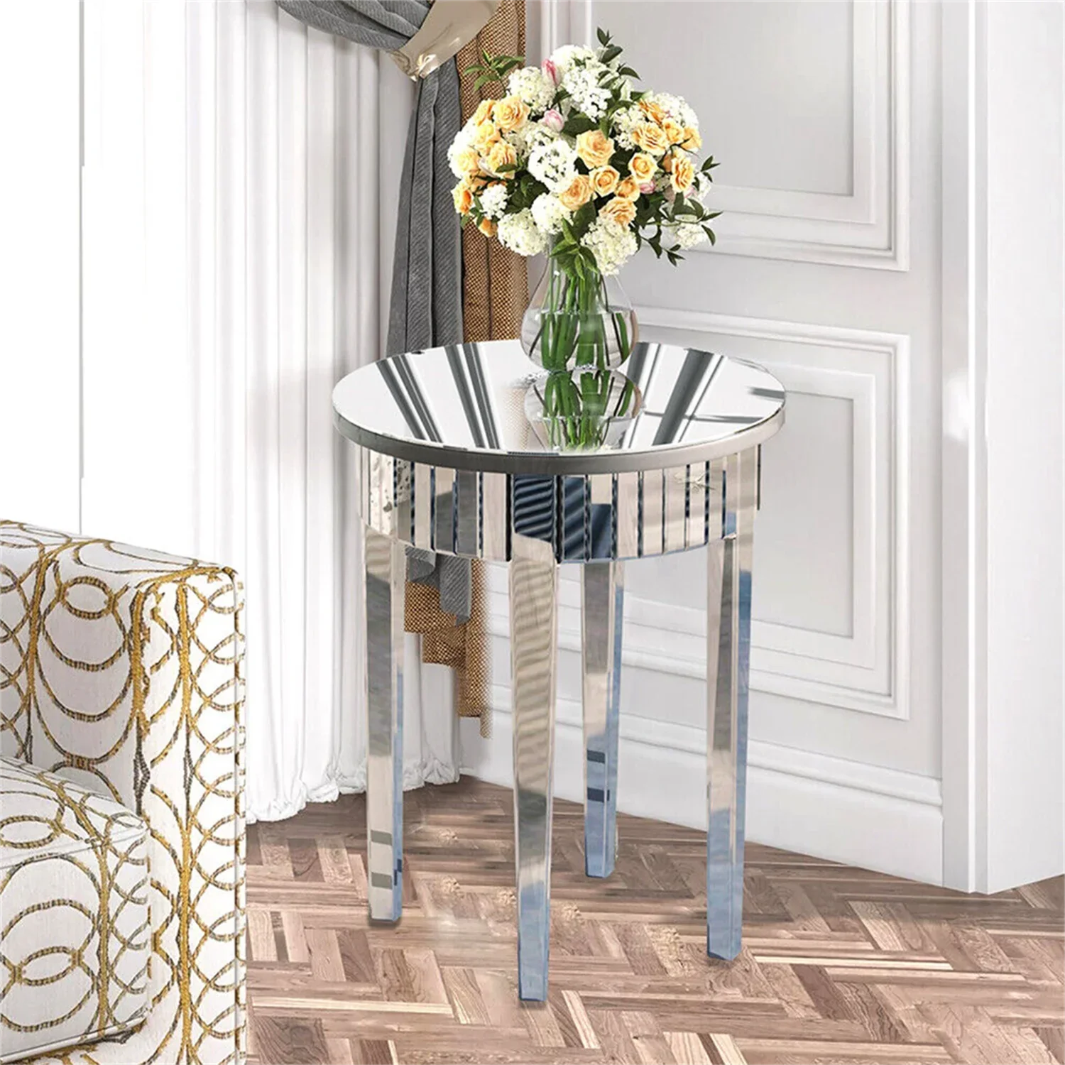 Table d’appoint miroir bois laqué ElleVitals