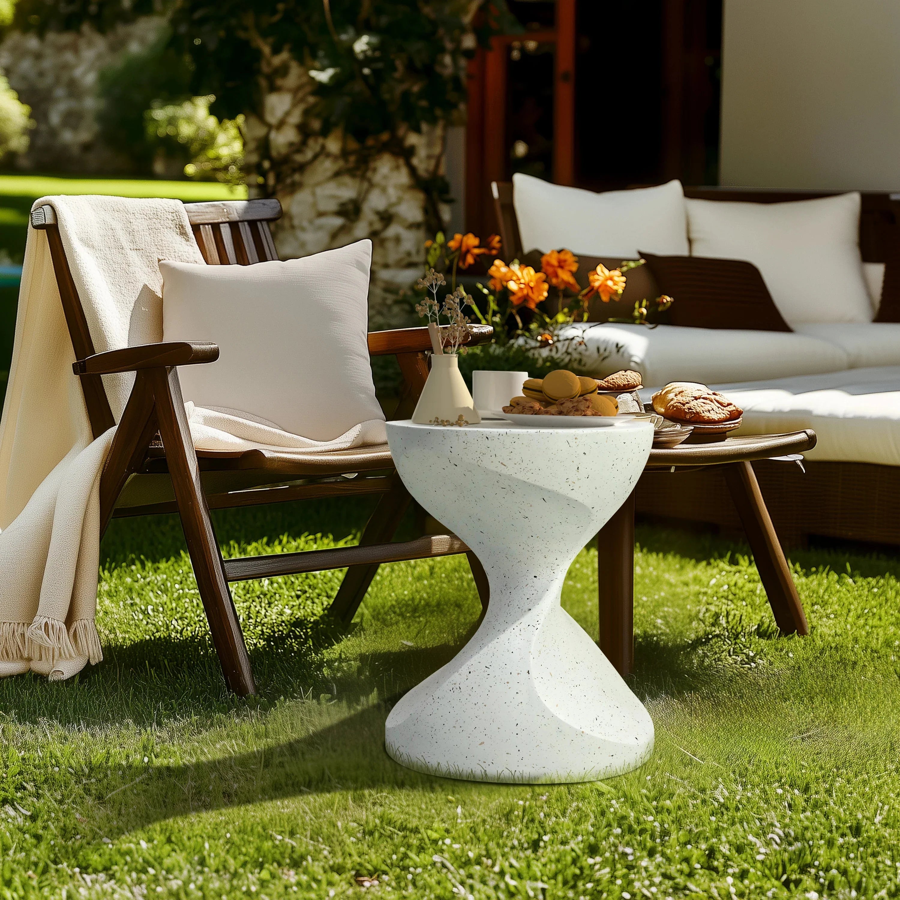 Table d’appoint béton sablier blanc ElleVitals