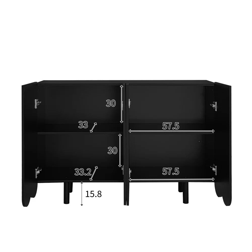 Buffet moderne à portes sculptées et rangements fermés
