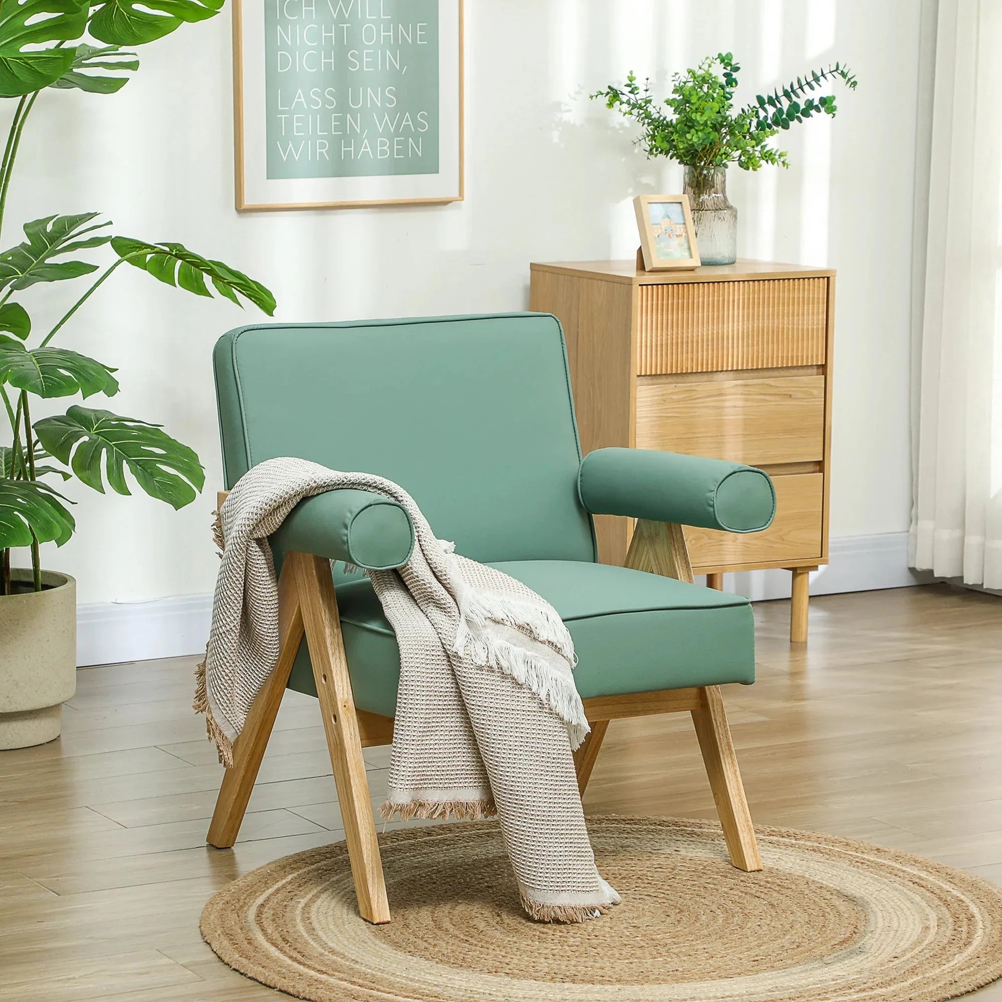 Fauteuil lounge en simili cuir vert ElleVitals
