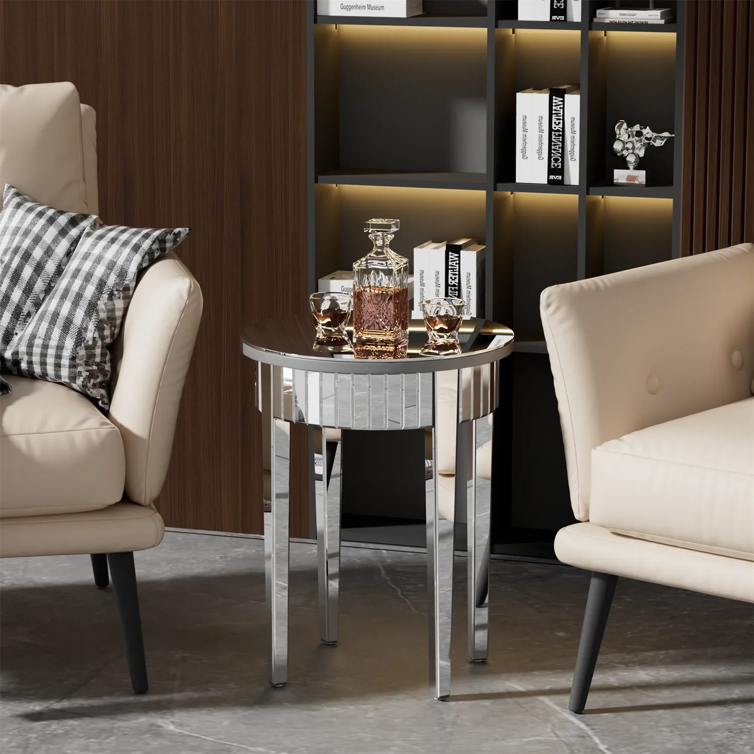 Table d’appoint miroir bois laqué ElleVitals