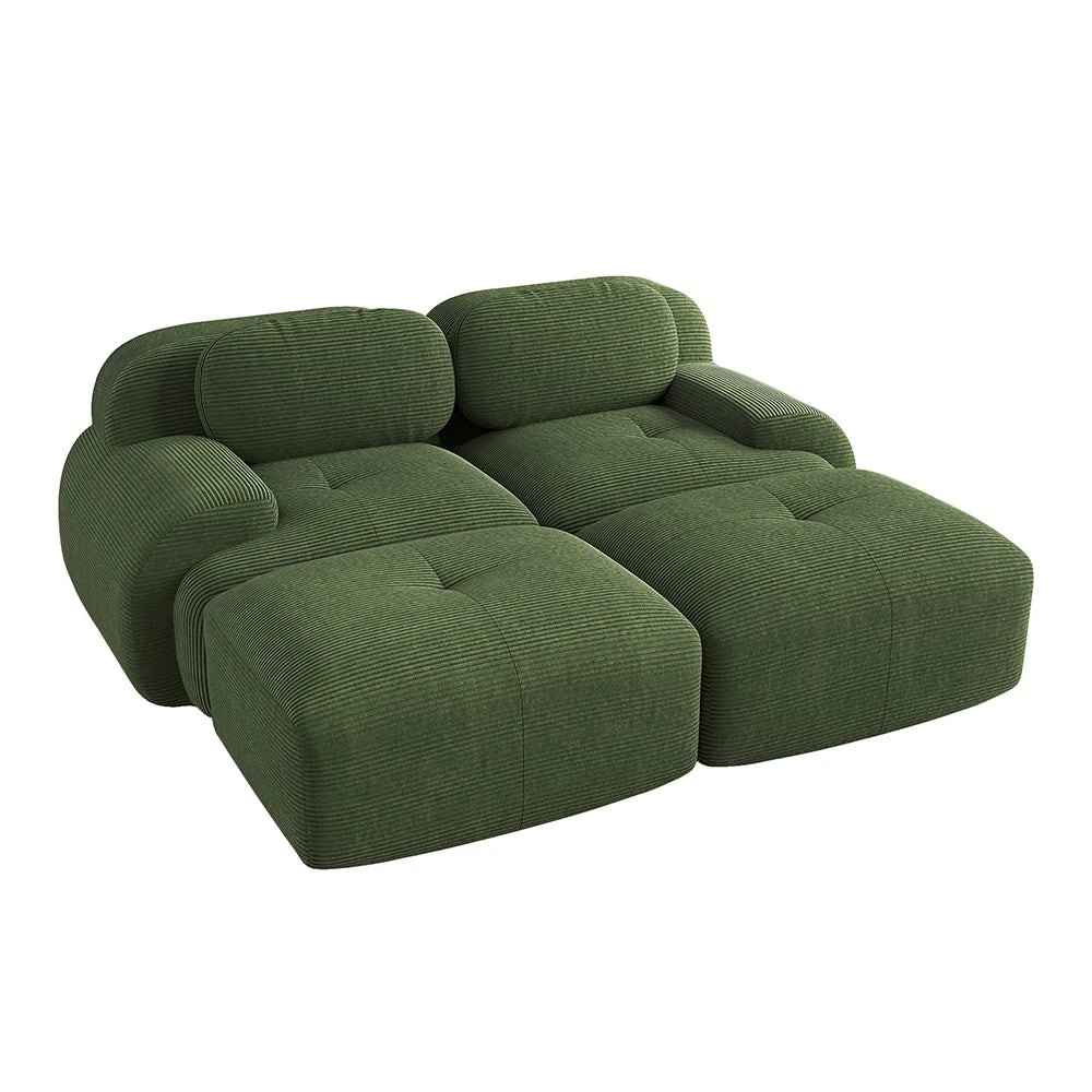 Canapé d’angle modulable en tissu côtelé