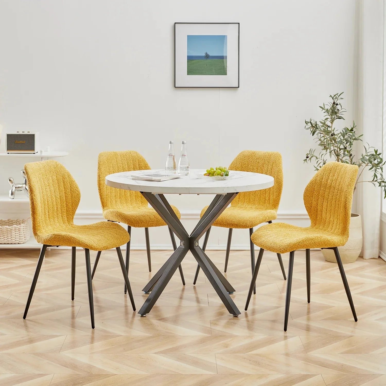 Table ronde effet marbre blanc ElleVitals