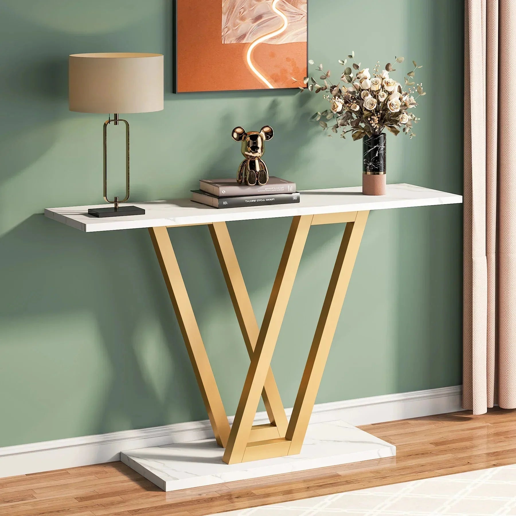 Console pieds en V bois et métal ElleVitals