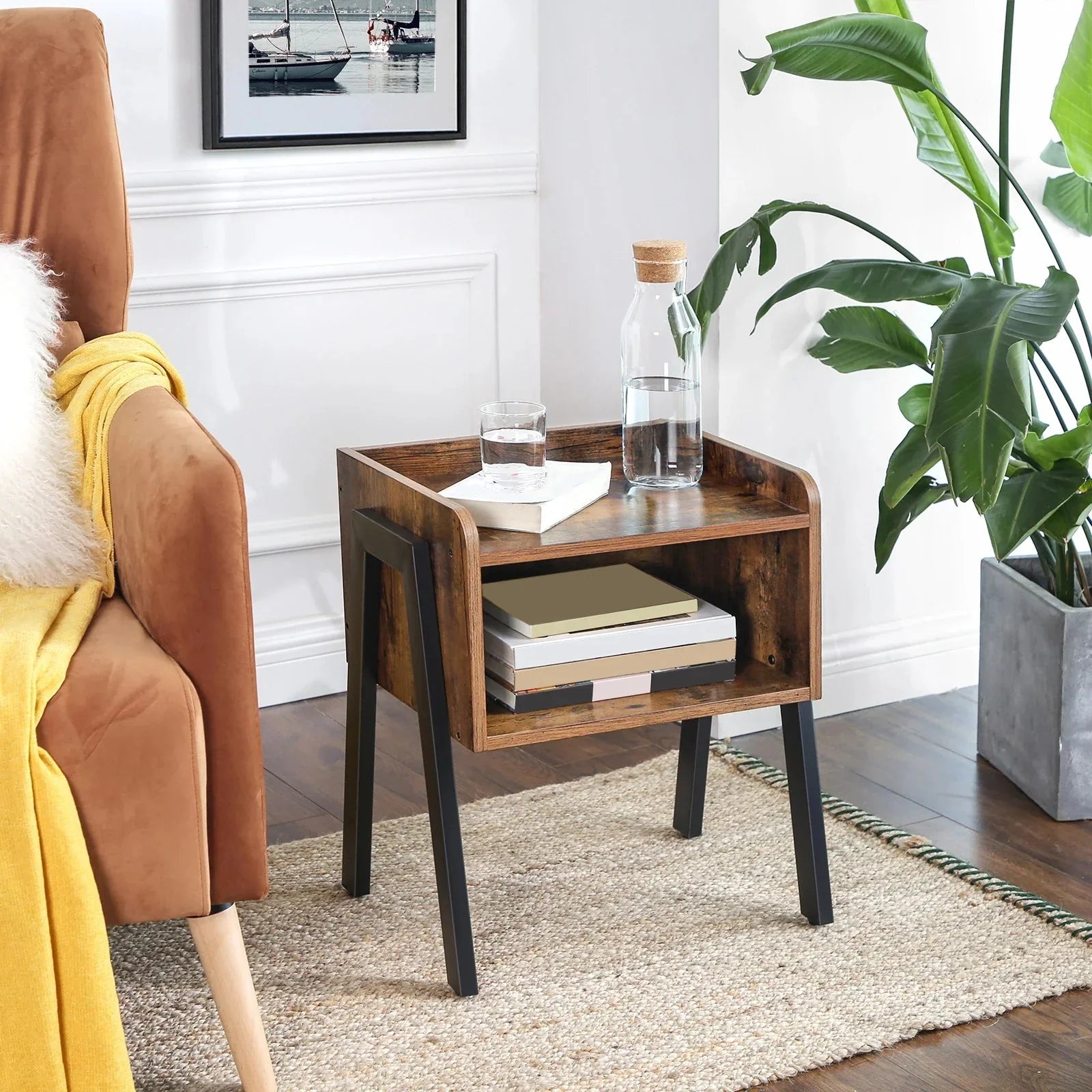 Table d’appoint empilable en bois et métal ElleVitals