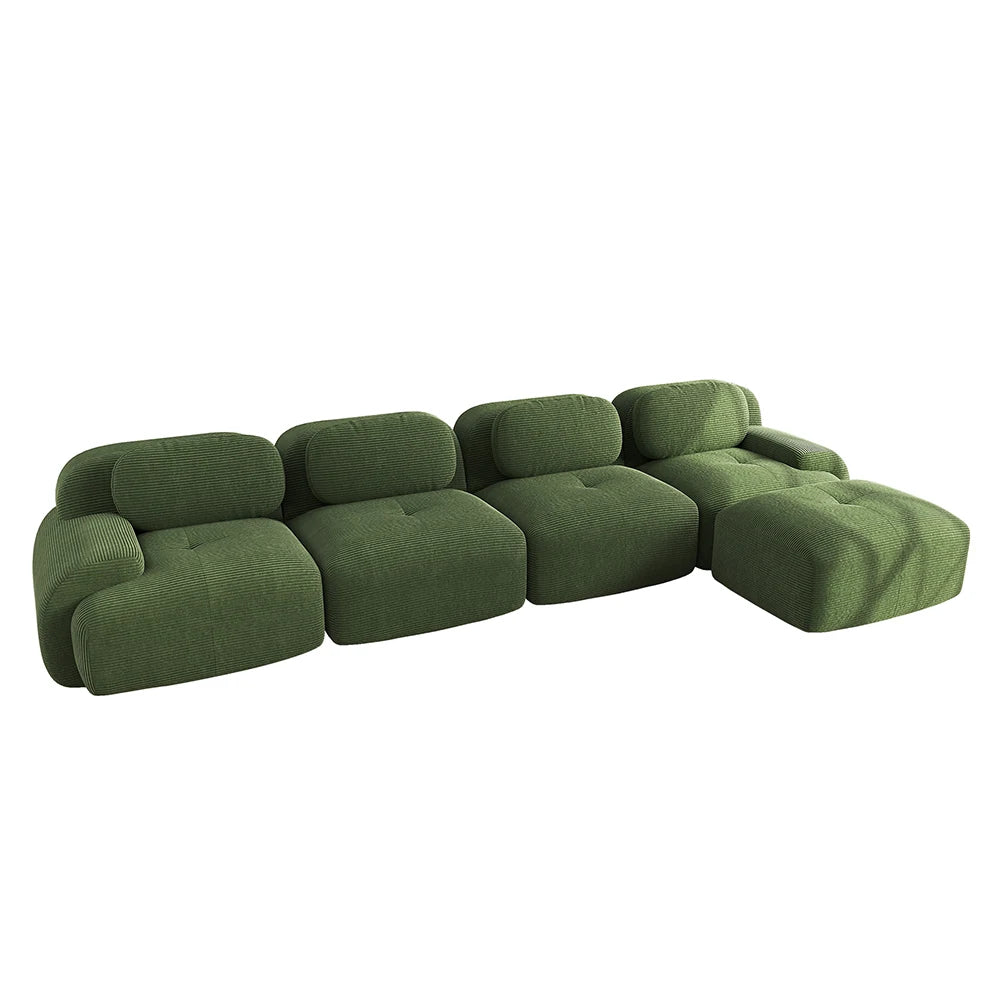 Canapé d’angle modulable 4 places en tissu côtelé