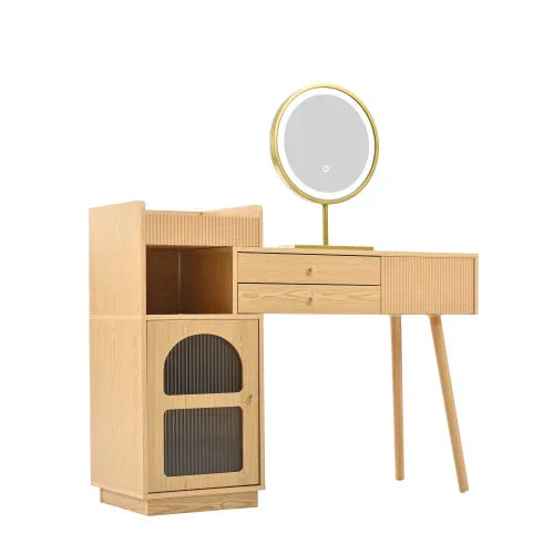 Coiffeuse Prismia avec miroir LED et rangements ElleVitals