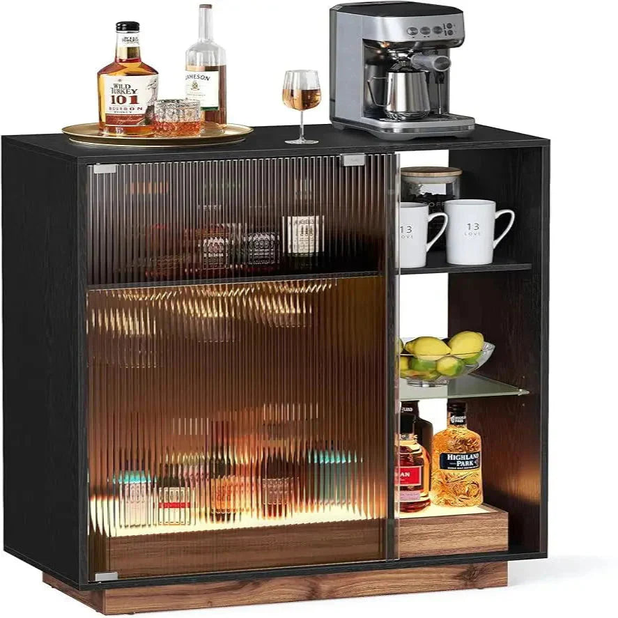 Meuble bar avec LED et porte-verres ElleVitals