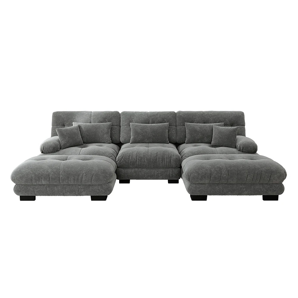 Canapé d’angle en U modulable en velours