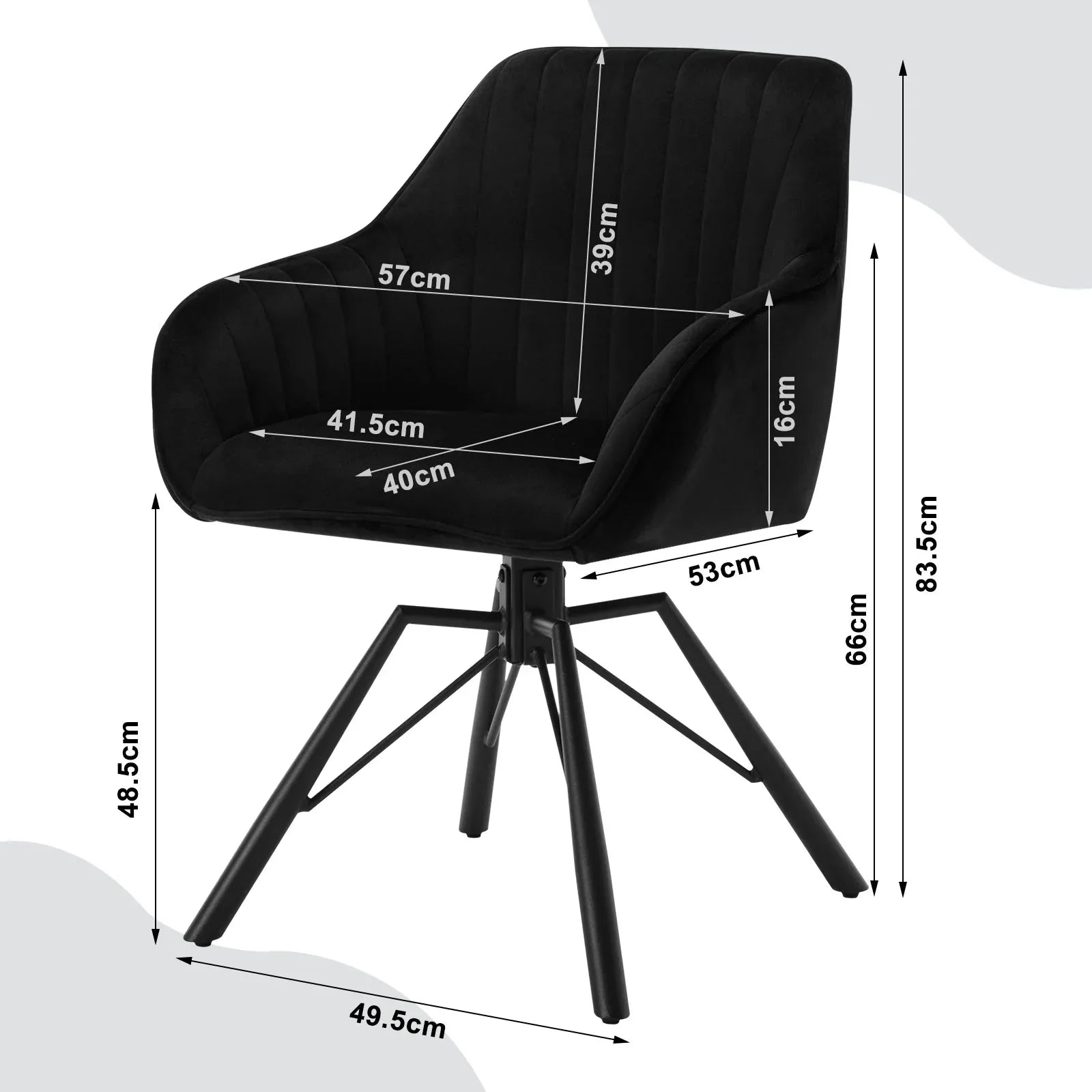 Lot de chaises pivotantes en velours ElleVitals