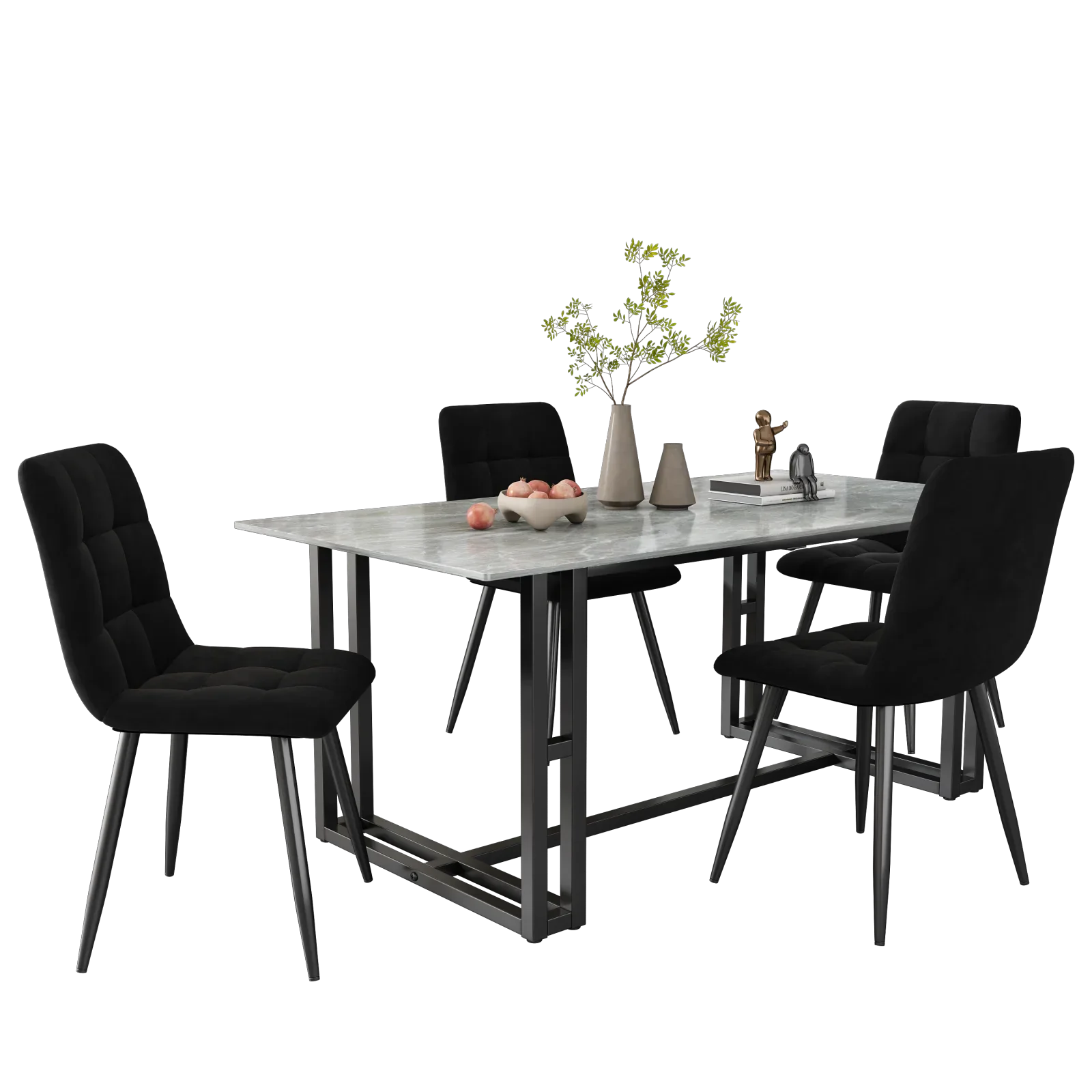 Lot de chaises en velours et métal ElleVitals