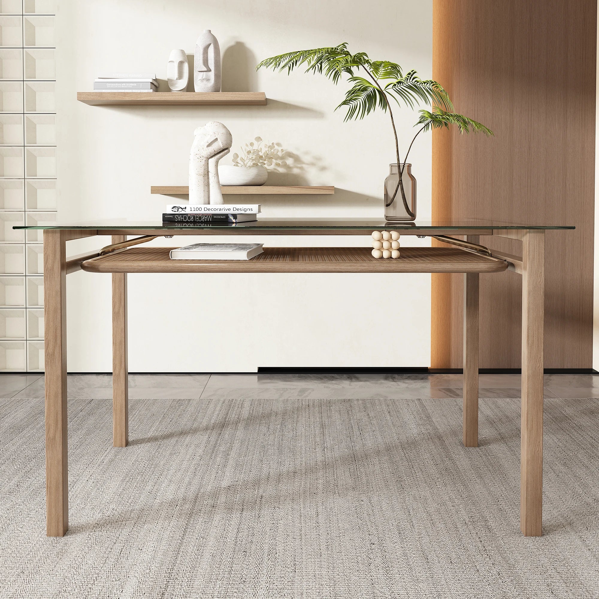 Table en verre avec rangement intégré ElleVitals