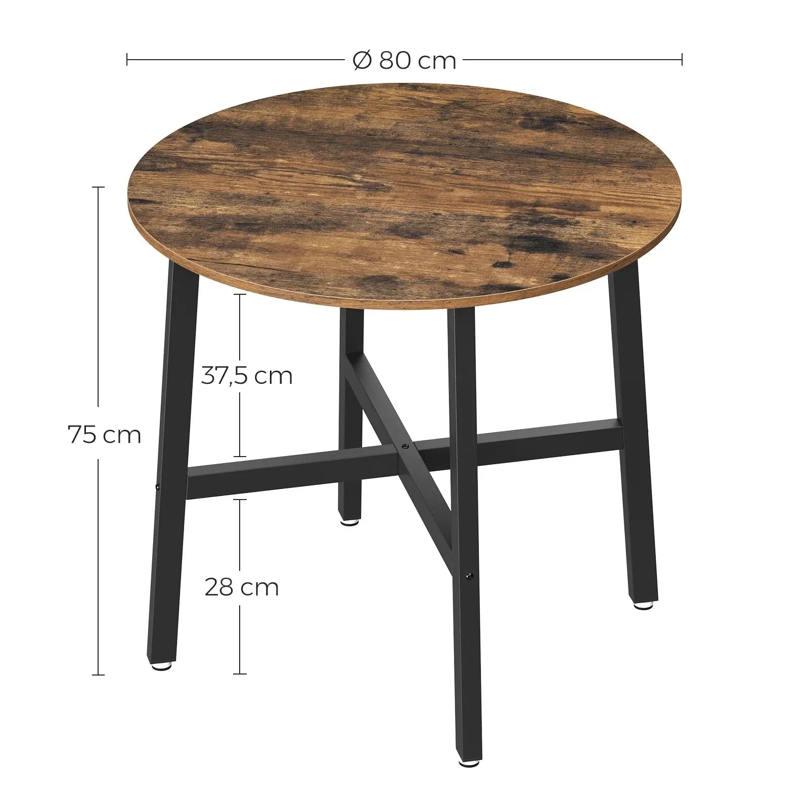 Table ronde industrielle bois et métal ElleVitals
