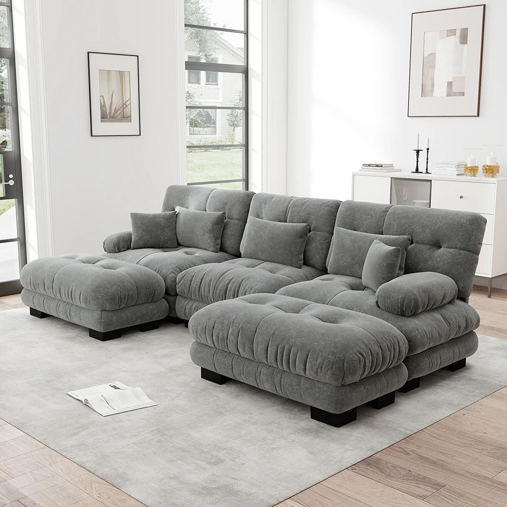 Canapé d’angle en U modulable en velours