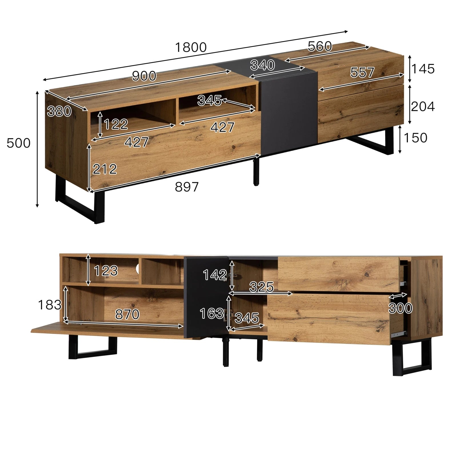 Meuble TV bois avec rangements