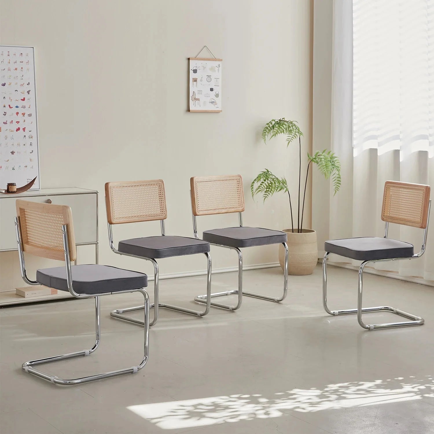 Chaises en rotin et velours ElleVitals