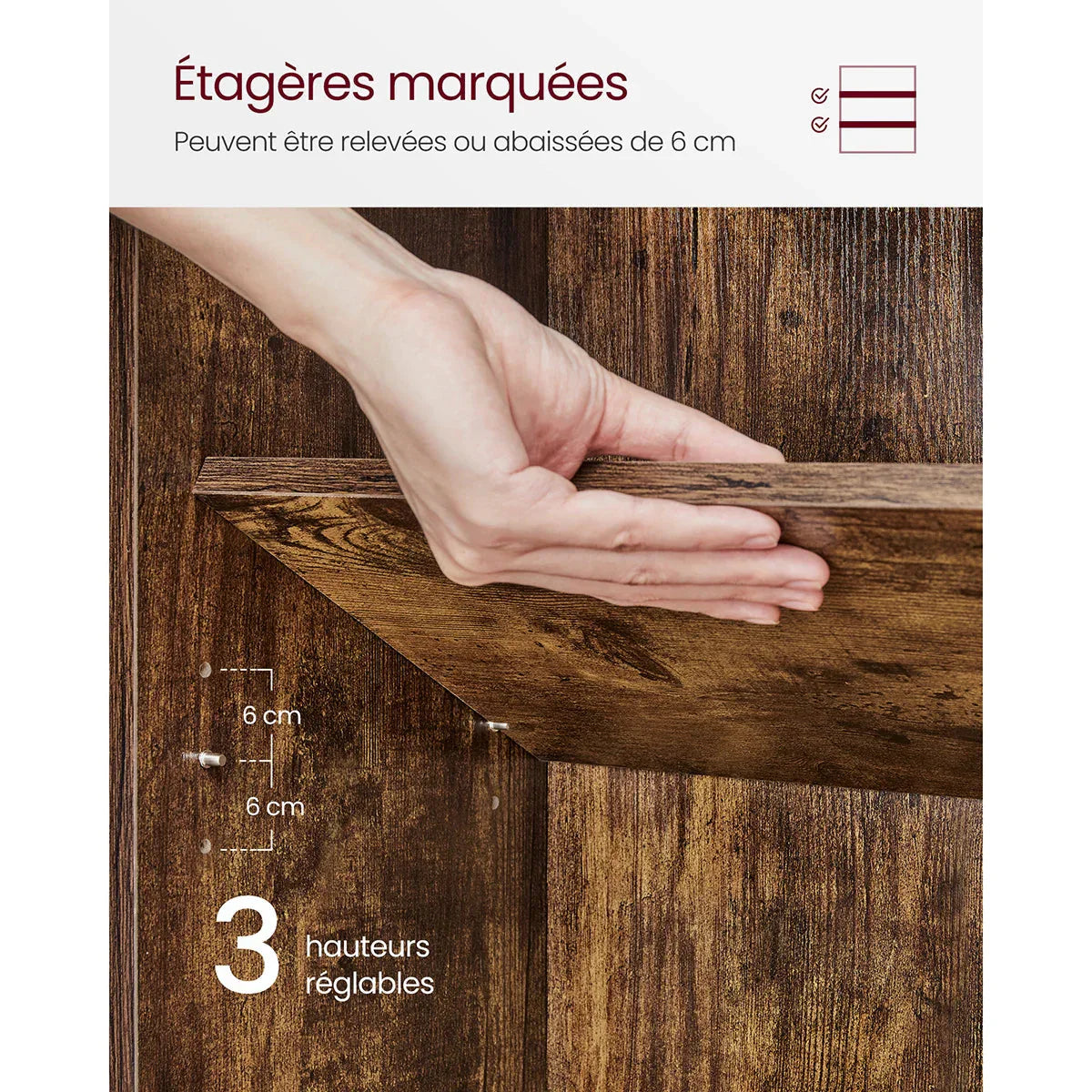 Bibliothèque en bois avec étagères réglables ElleVitals