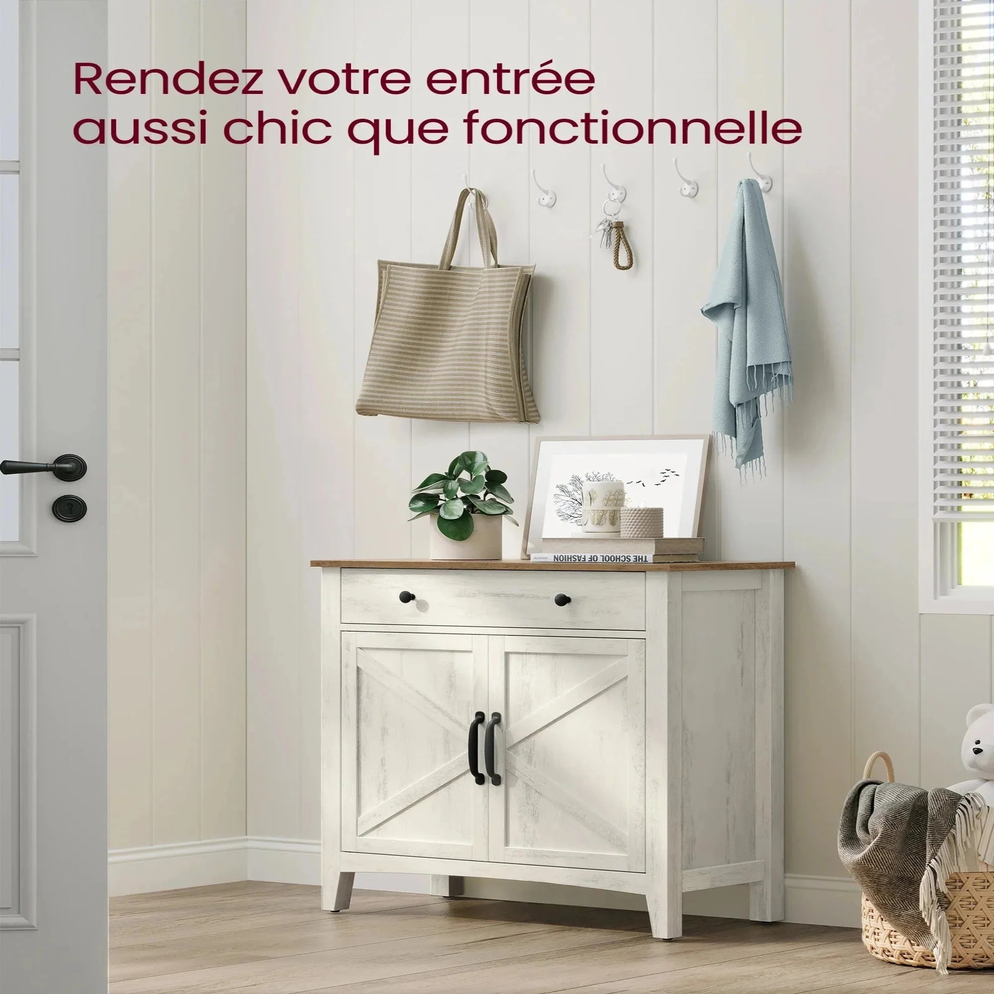 Buffet en bois avec tiroir et étagère ElleVitals