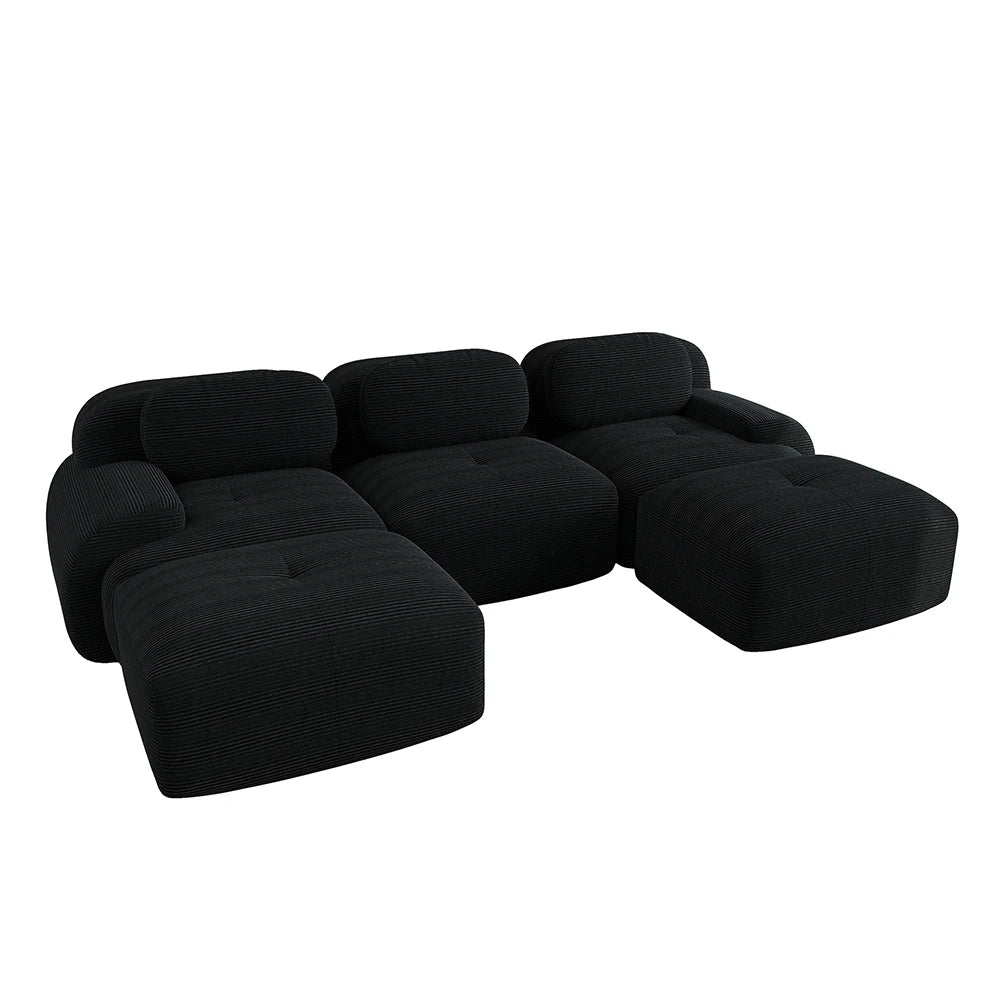 Canapé en U modulable en tissu côtelé