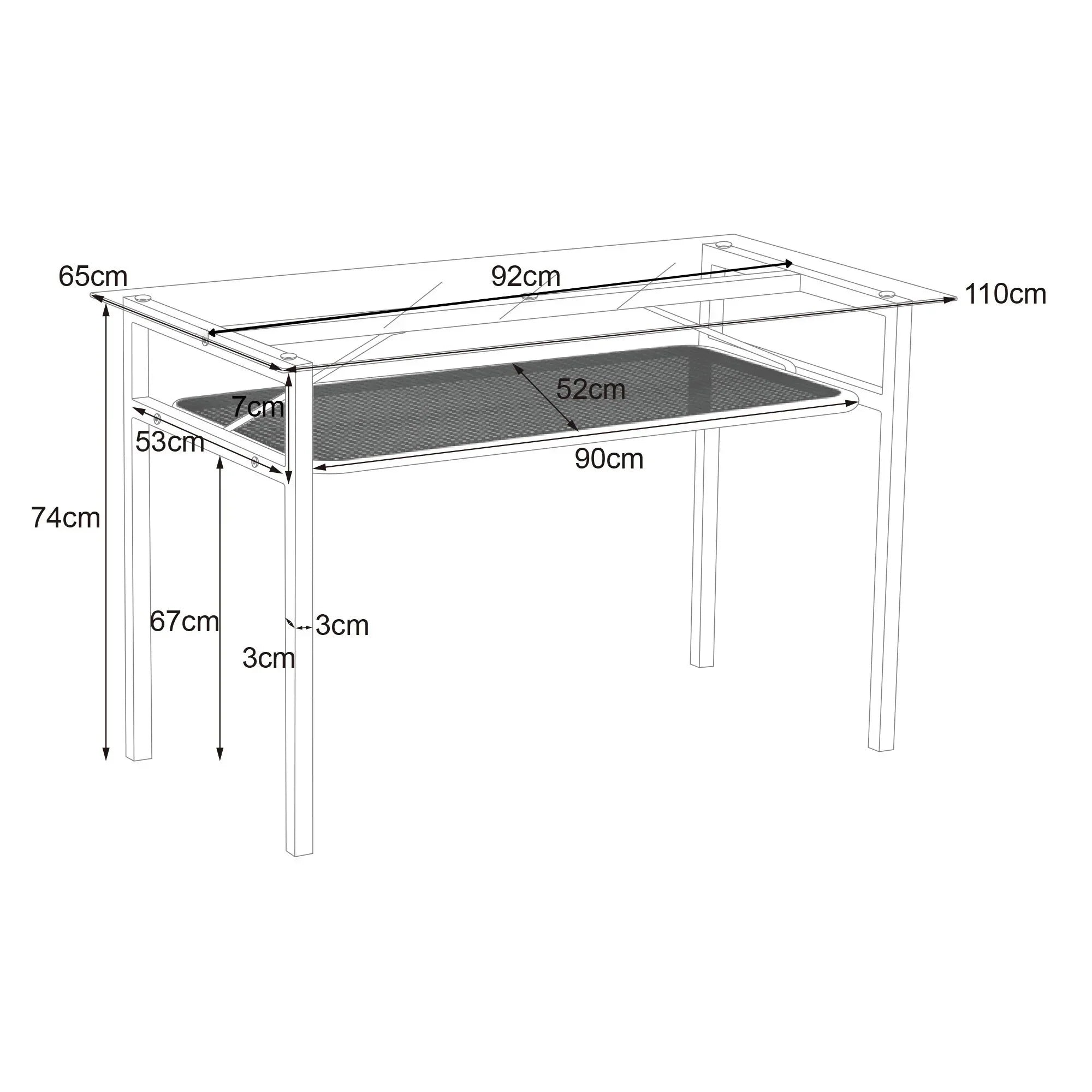 Table en verre avec rangement intégré ElleVitals