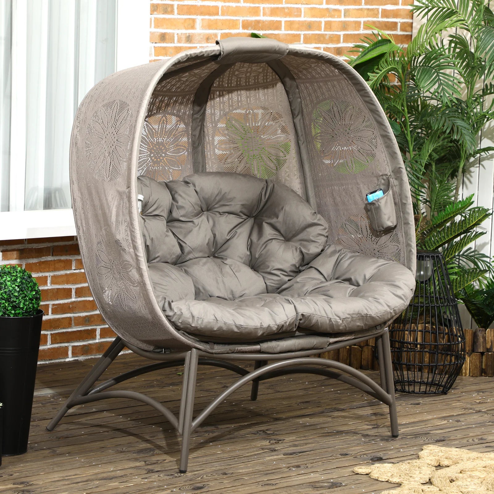 Fauteuil de jardin 2 places avec coussin pliable