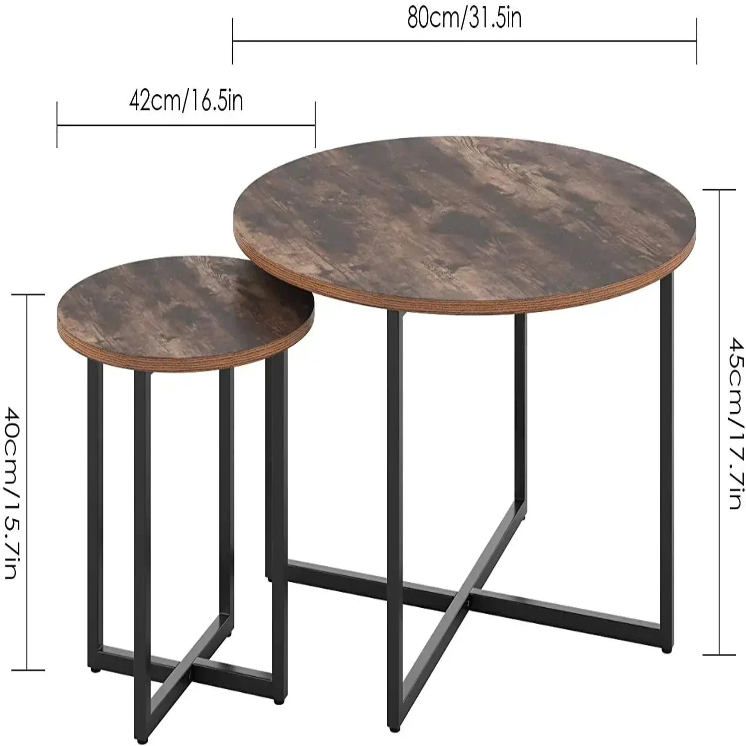 Tables gigognes bois et métal vintage ElleVitals