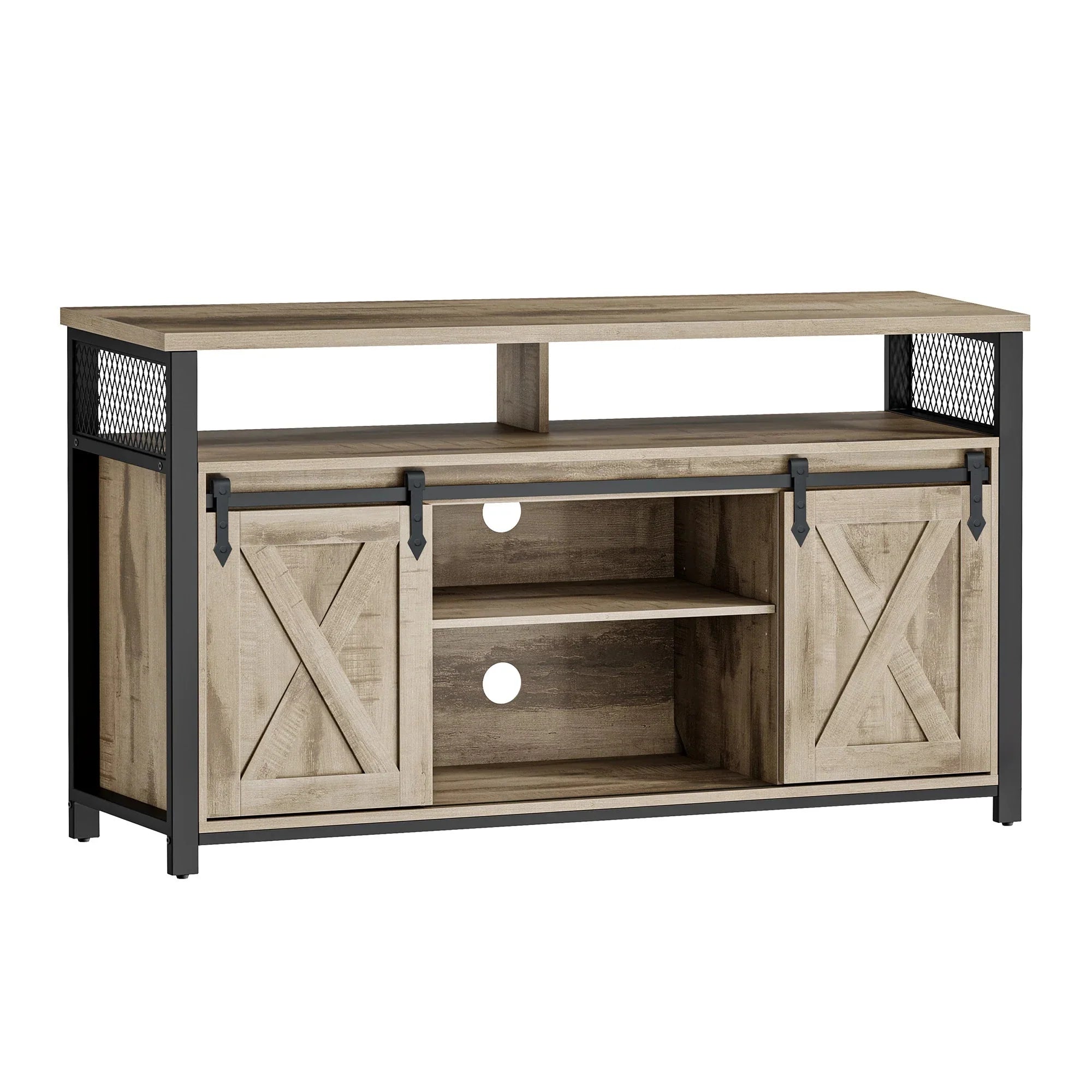 Meuble TV en bois avec portes coulissantes ElleVitals