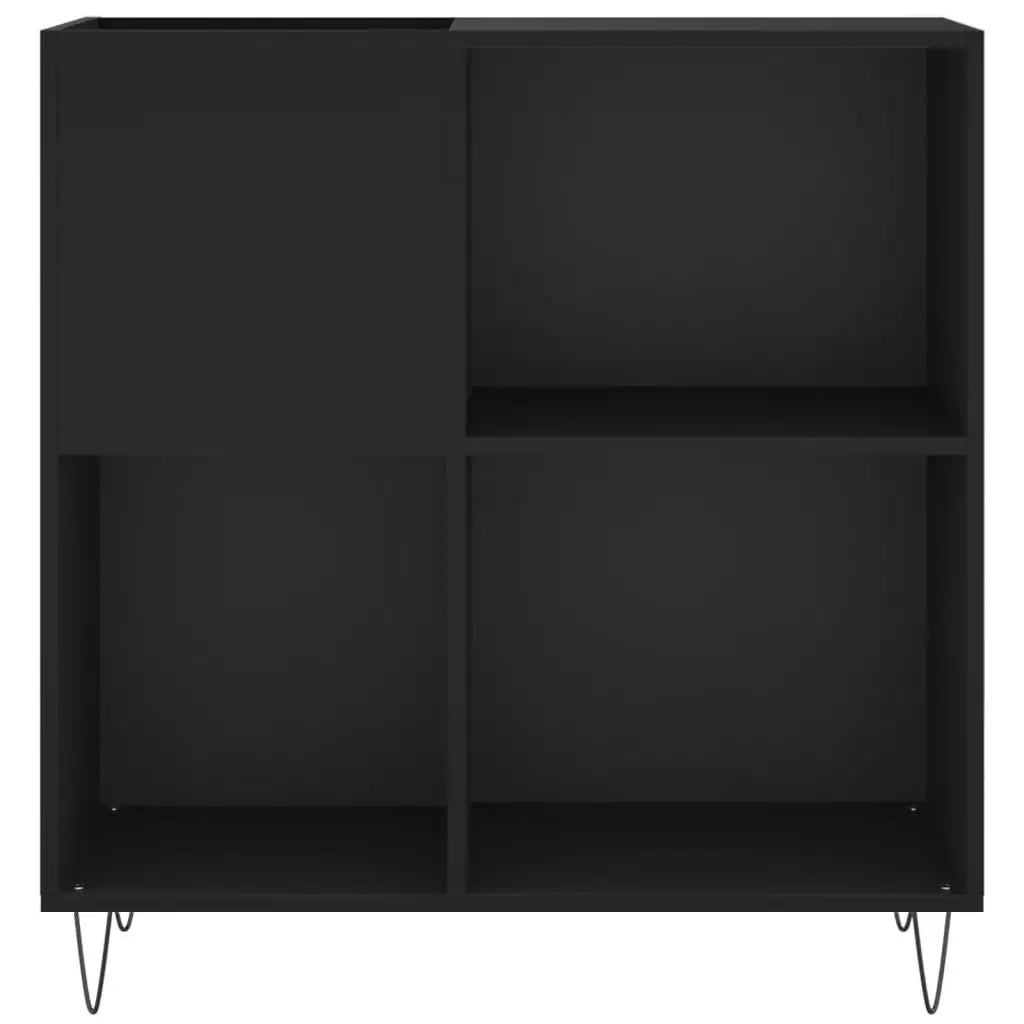 Meuble vinyle noir avec pieds métal