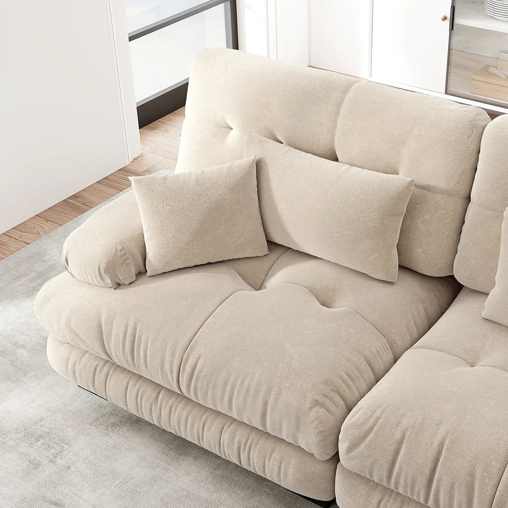 Canapé double en chenille avec pouf