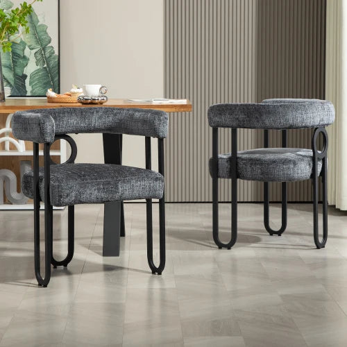 Chaises design en chenille avec dossier arrondi