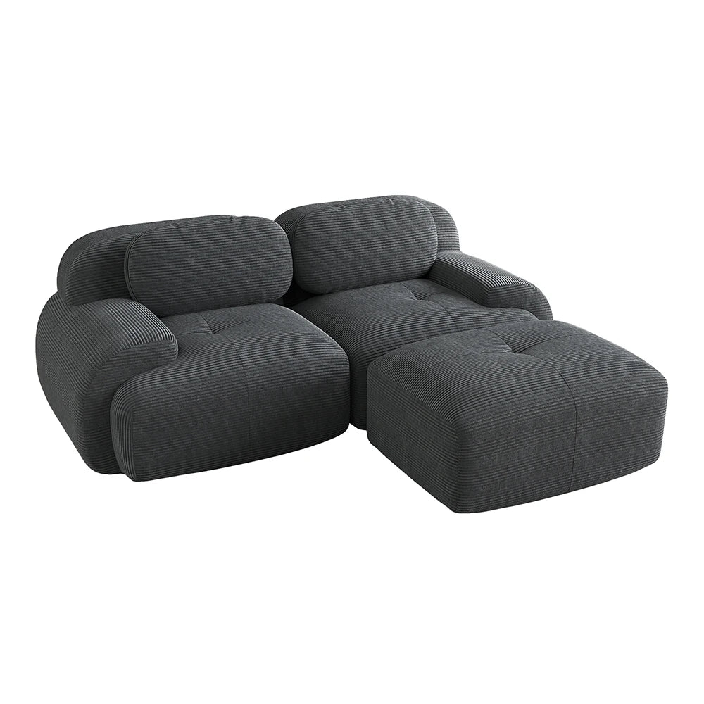 Canapé d’angle modulable en tissu côtelé