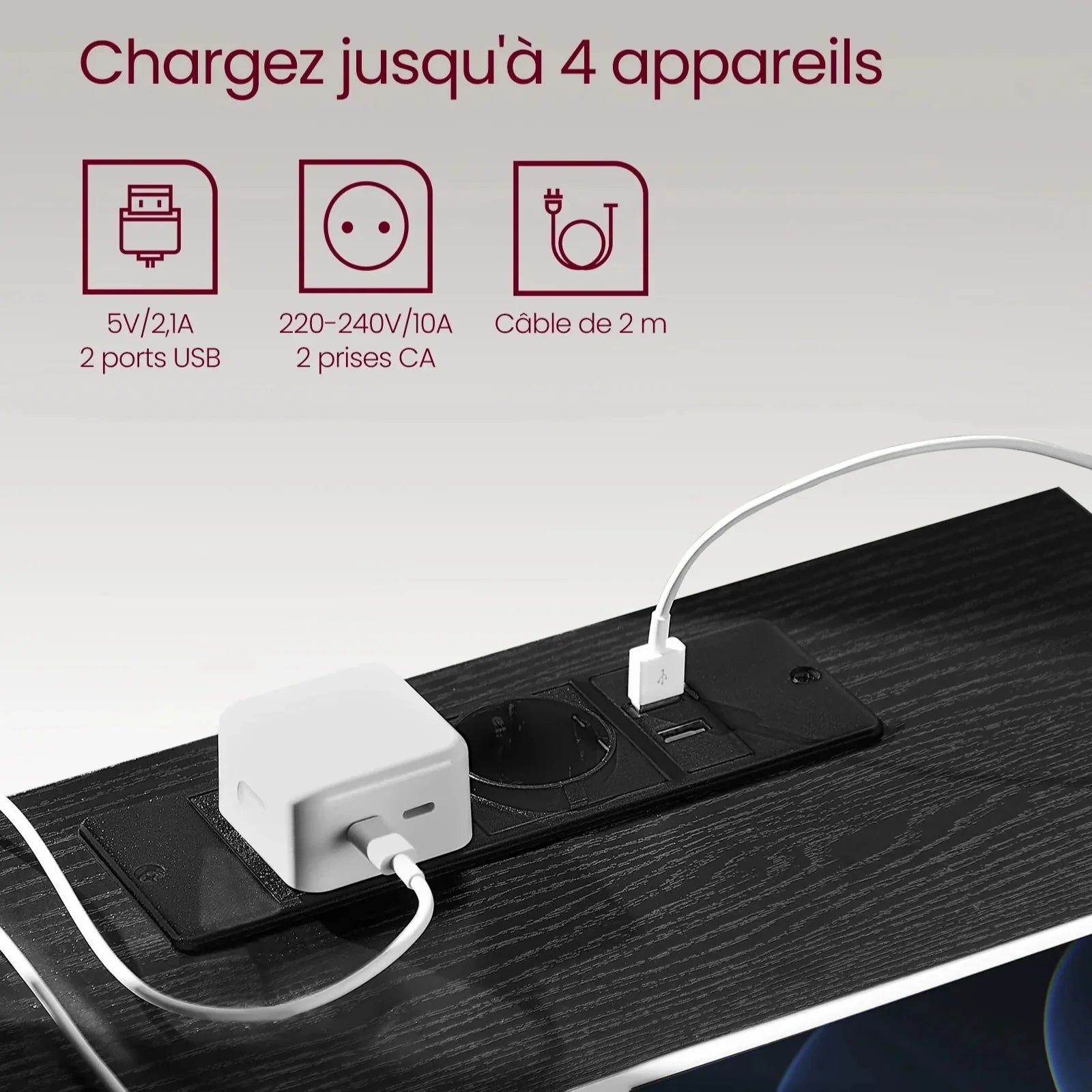 Lot de 2 chevets avec prises USB ElleVitals