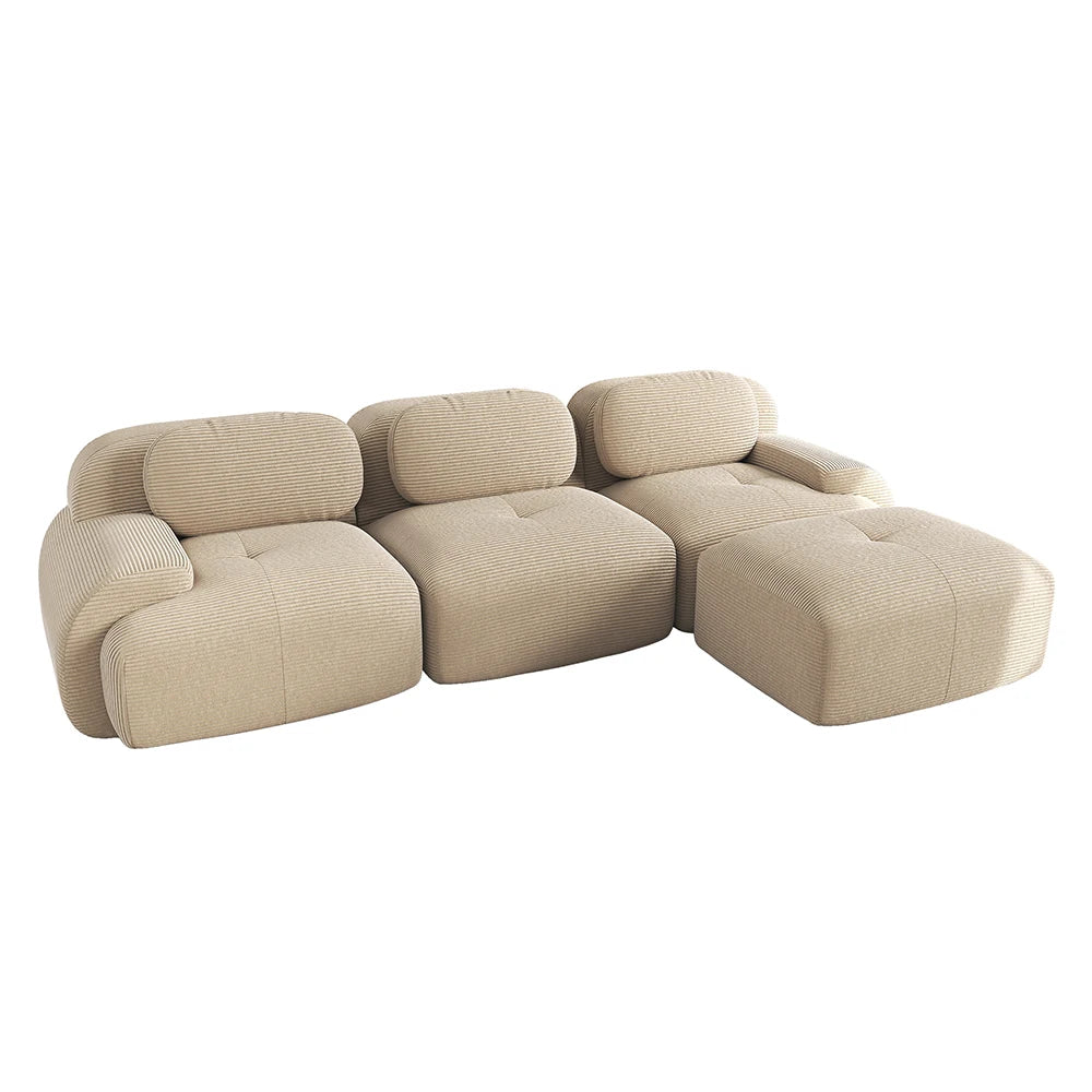 Canapé d’angle modulable en tissu côtelé