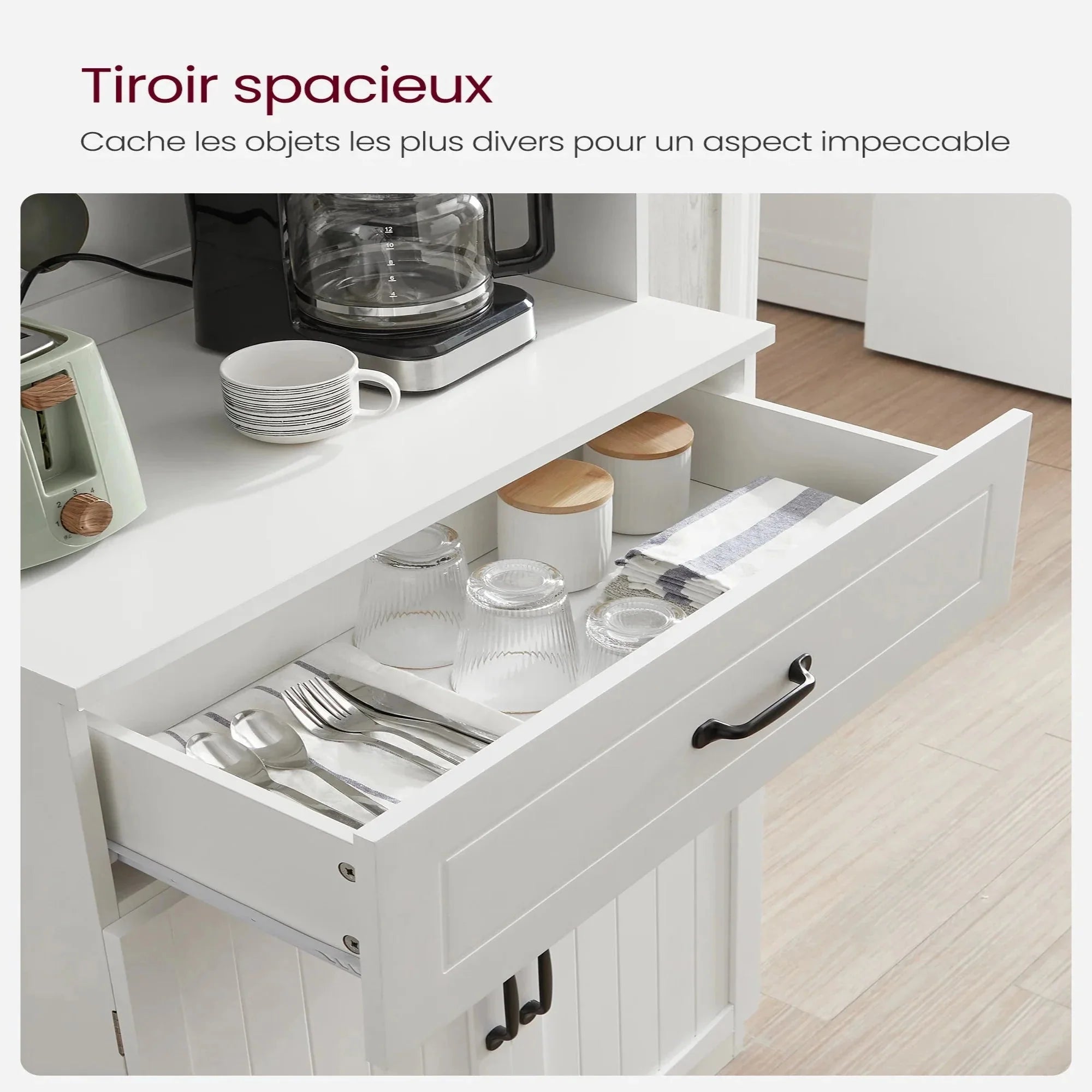 Placard de cuisine avec portes vitrées et tiroir ElleVitals