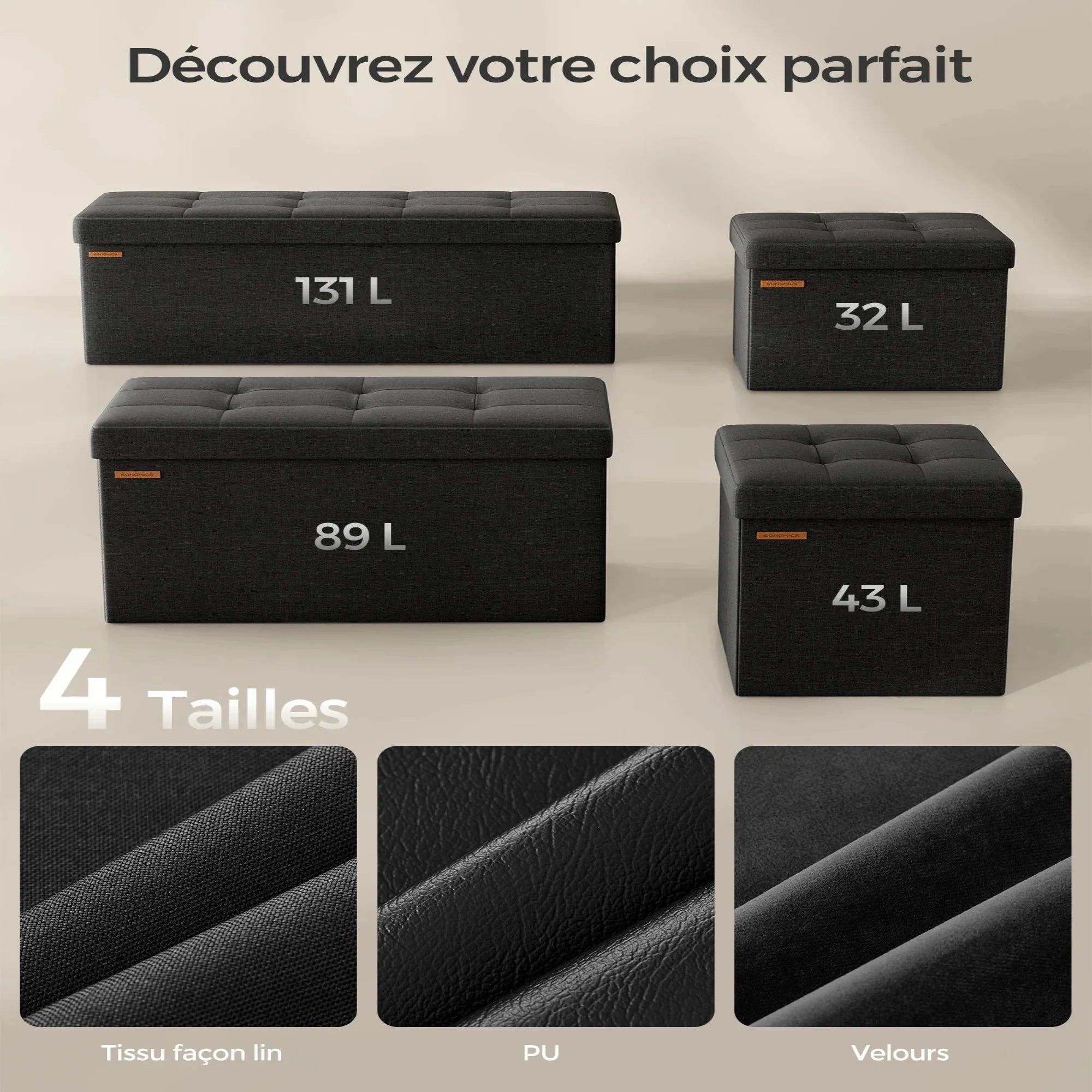 Banc pliable en tissu avec rangement ElleVitals