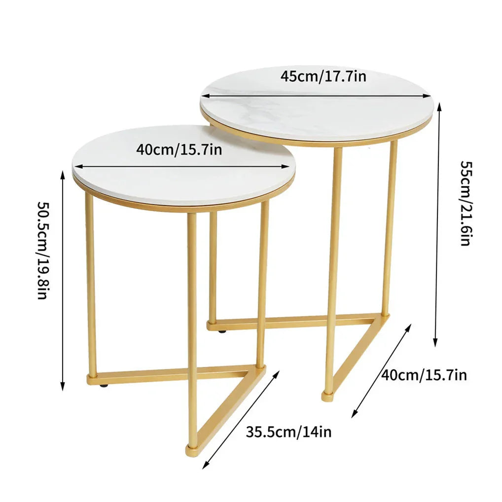 Tables gigognes pierre frittée et métal doré ElleVitals