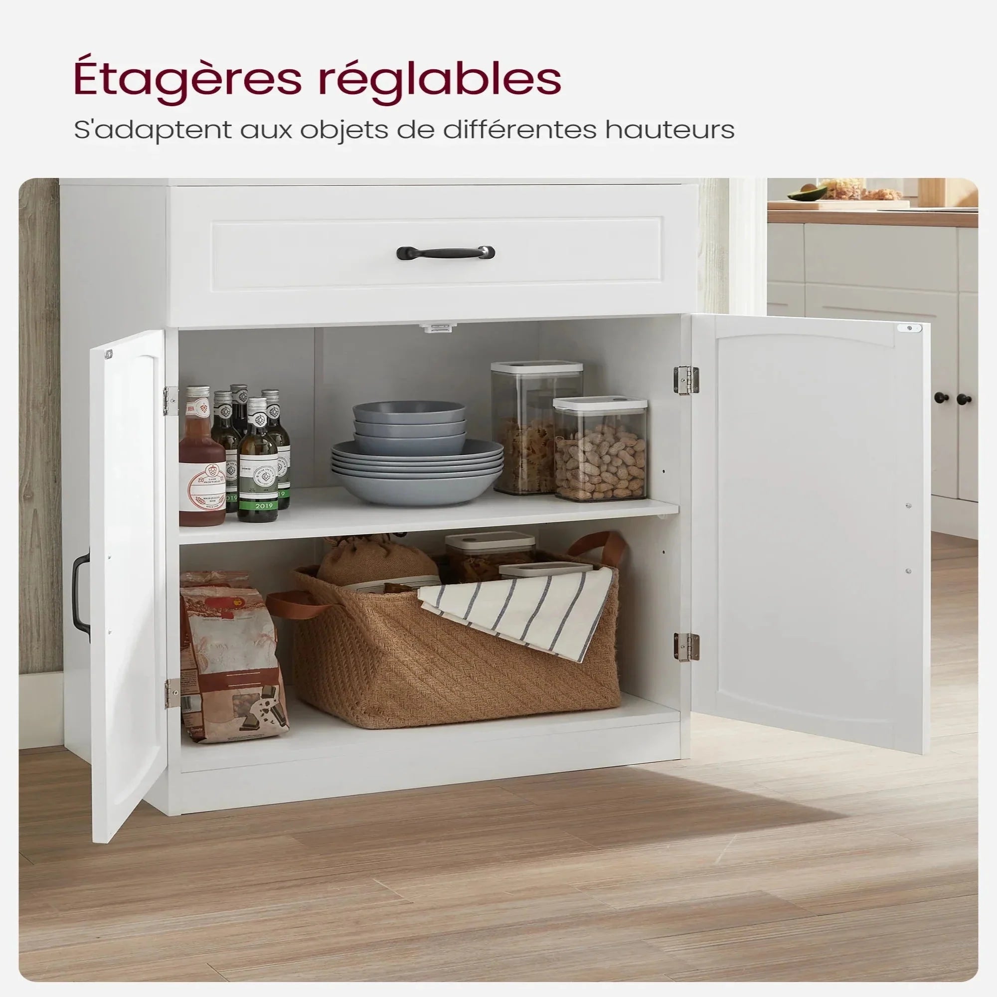 Placard de cuisine avec portes vitrées et tiroir ElleVitals