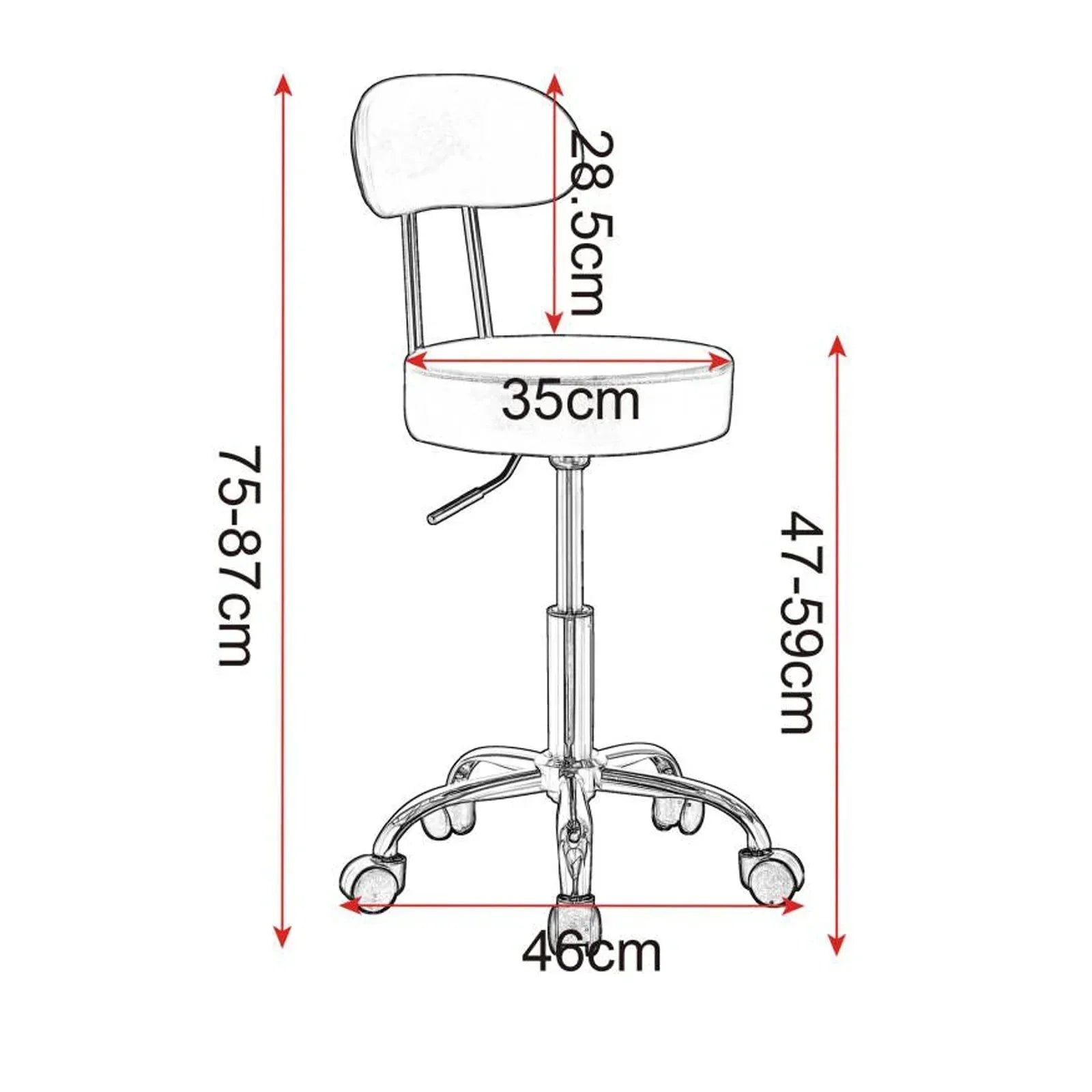 Tabouret Olésia en similicuir avec roulettes ElleVitals