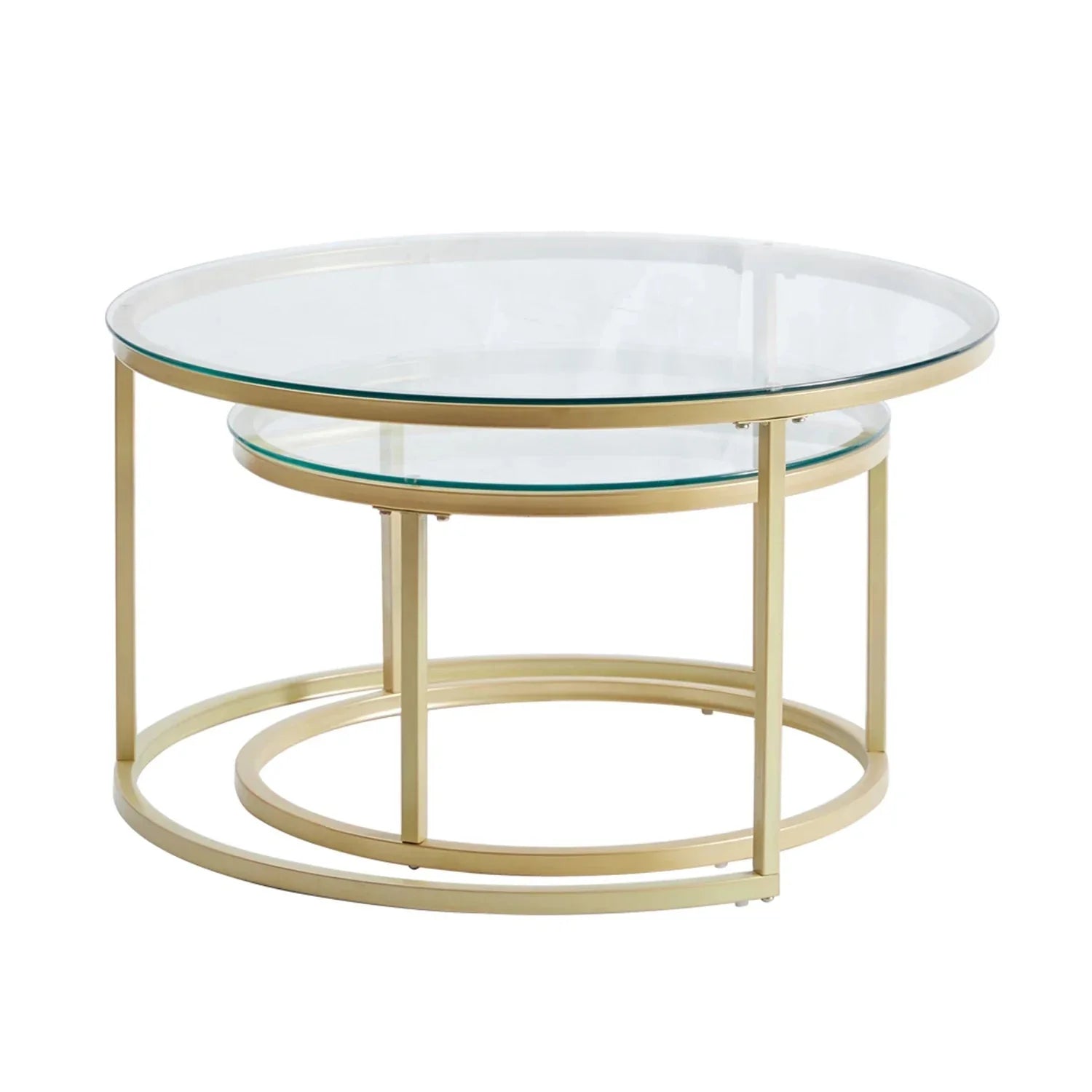 Set 2 tables basses verre et métal gigognes ElleVitals