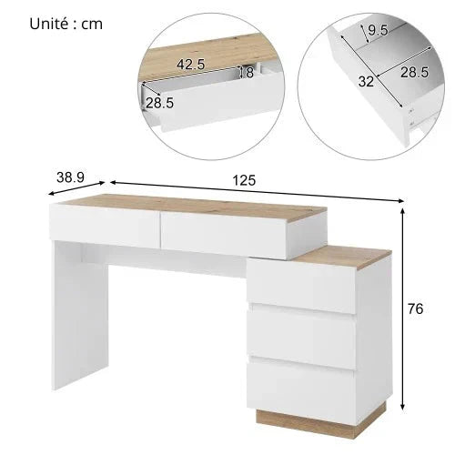 Coiffeuse Elancia en chêne avec rangements ElleVitals